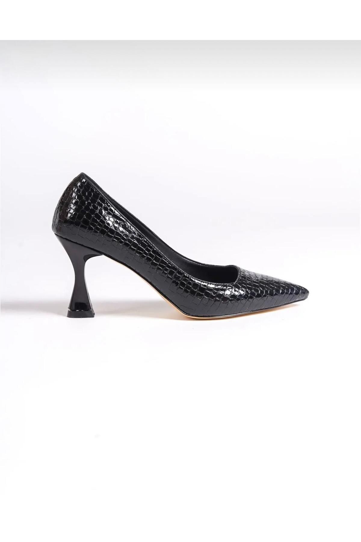 cevaplus Özel Seri Croco Tasarım Sivri Burunlu Stiletto Topuklu Ayakkabı