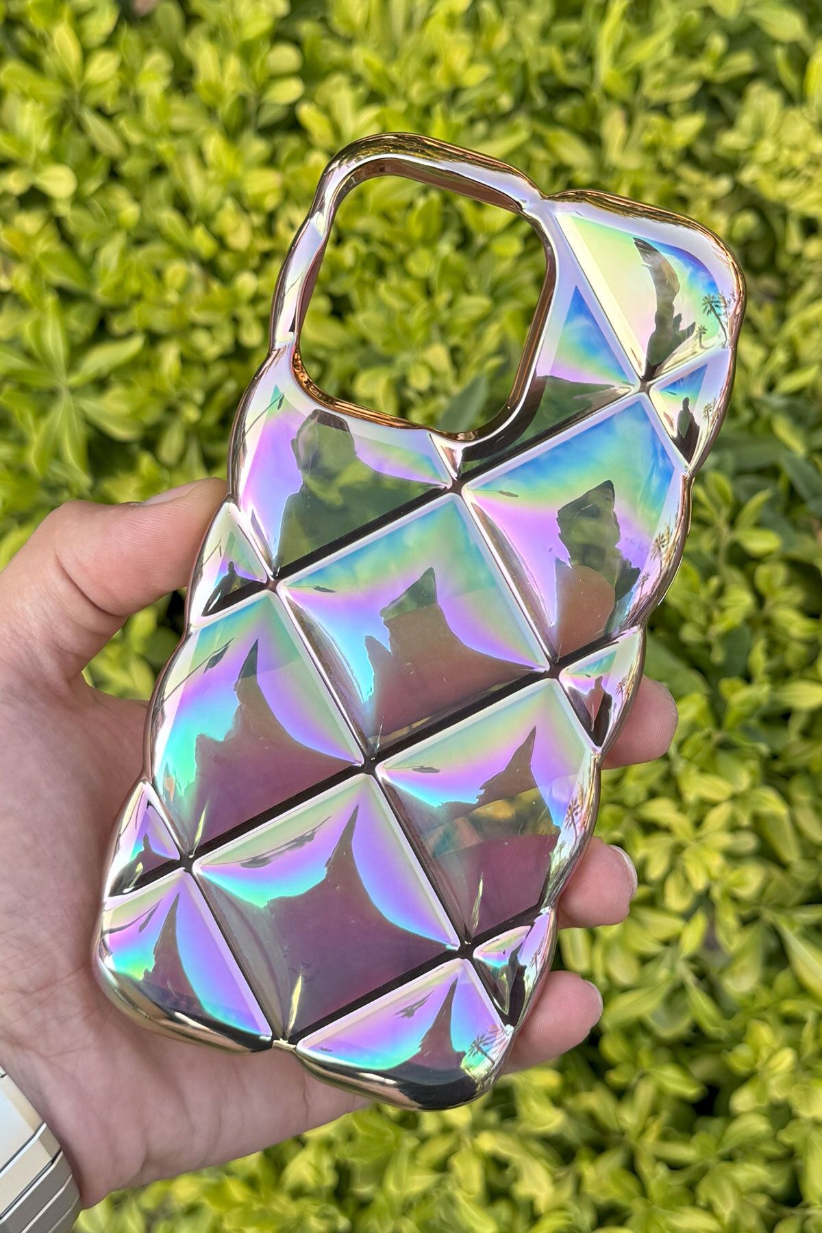 CEPSTOK Apple iPhone 14 Pro Max Kılıf Hologramlı Pofuduk Darbe Önleyici Silikon Kapak