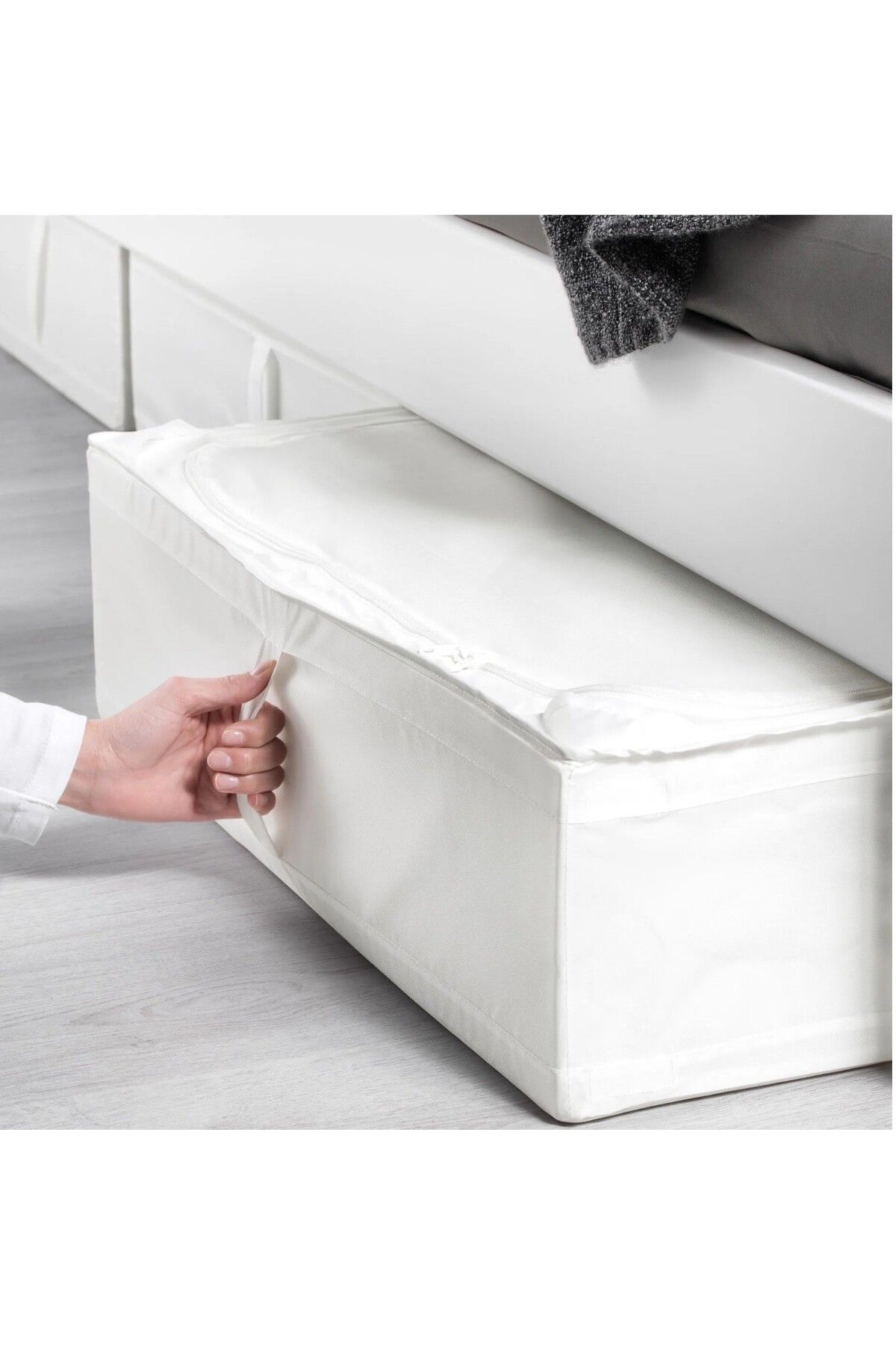 IKEA QUALİTY Fermuarlı Düzenleme Kutusu 63x53x19 Cm İkea Saklama Kutusu Polyester Hurç Beyaz Renk