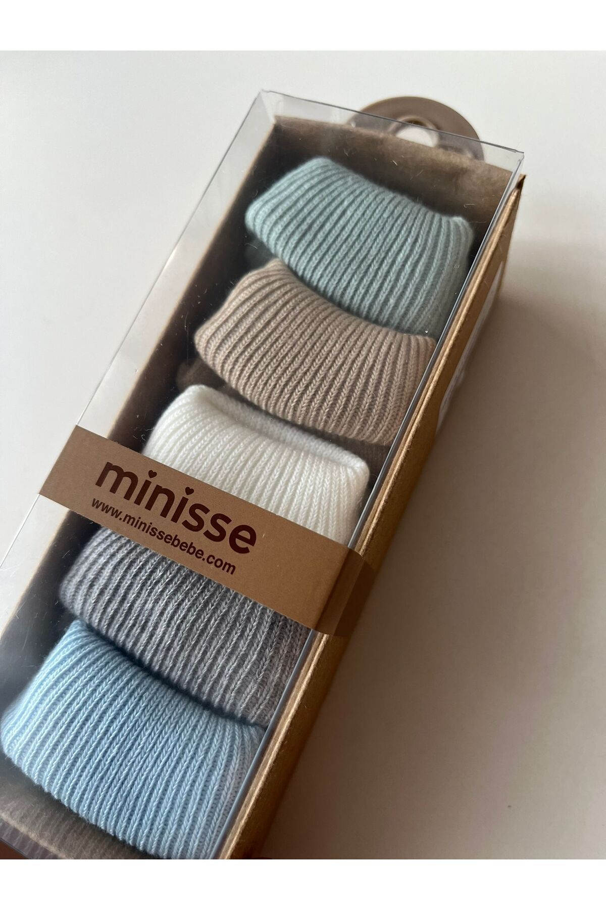 Minisse %100 Pamuk Yenidoğan 5'li Bebek Çorabı Seti (Kutulu)