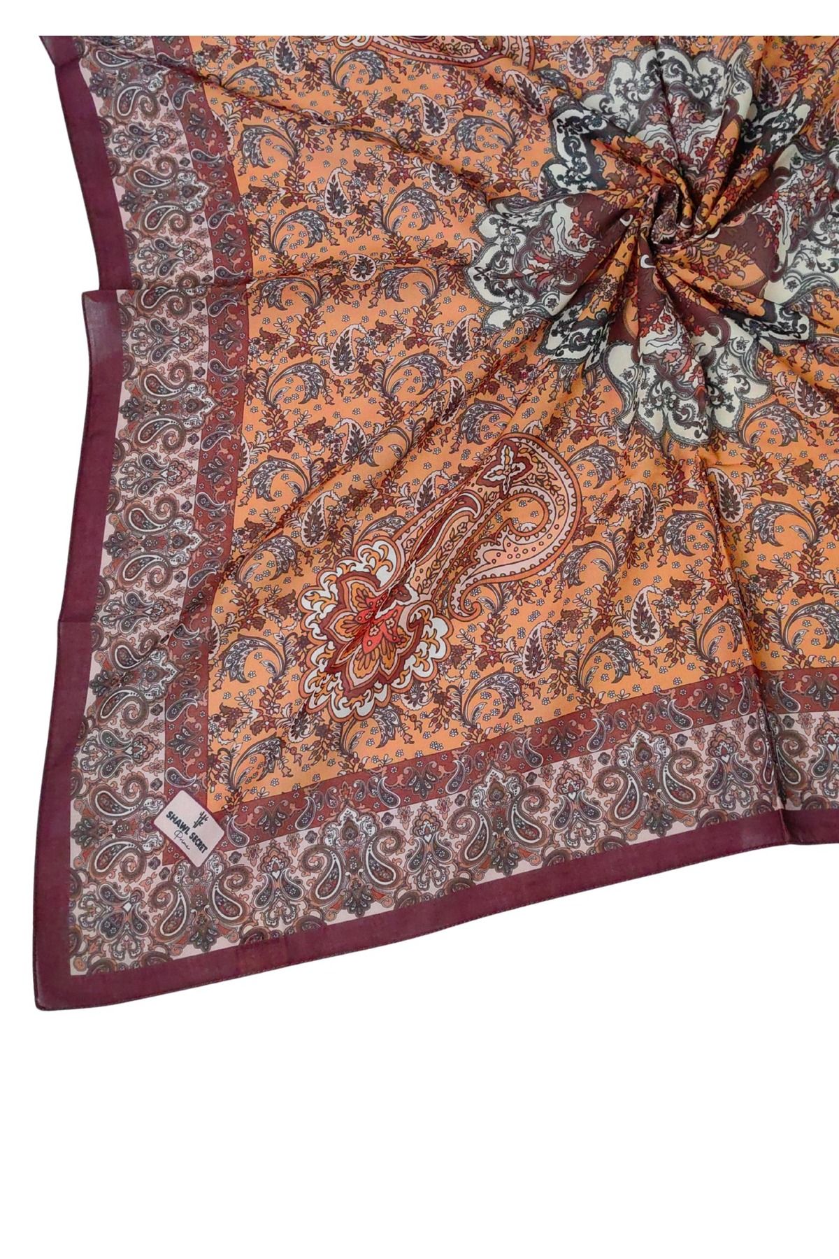 mim eşarp Prime Pamuk Etnik Desenli Eşarp 90x90 cm