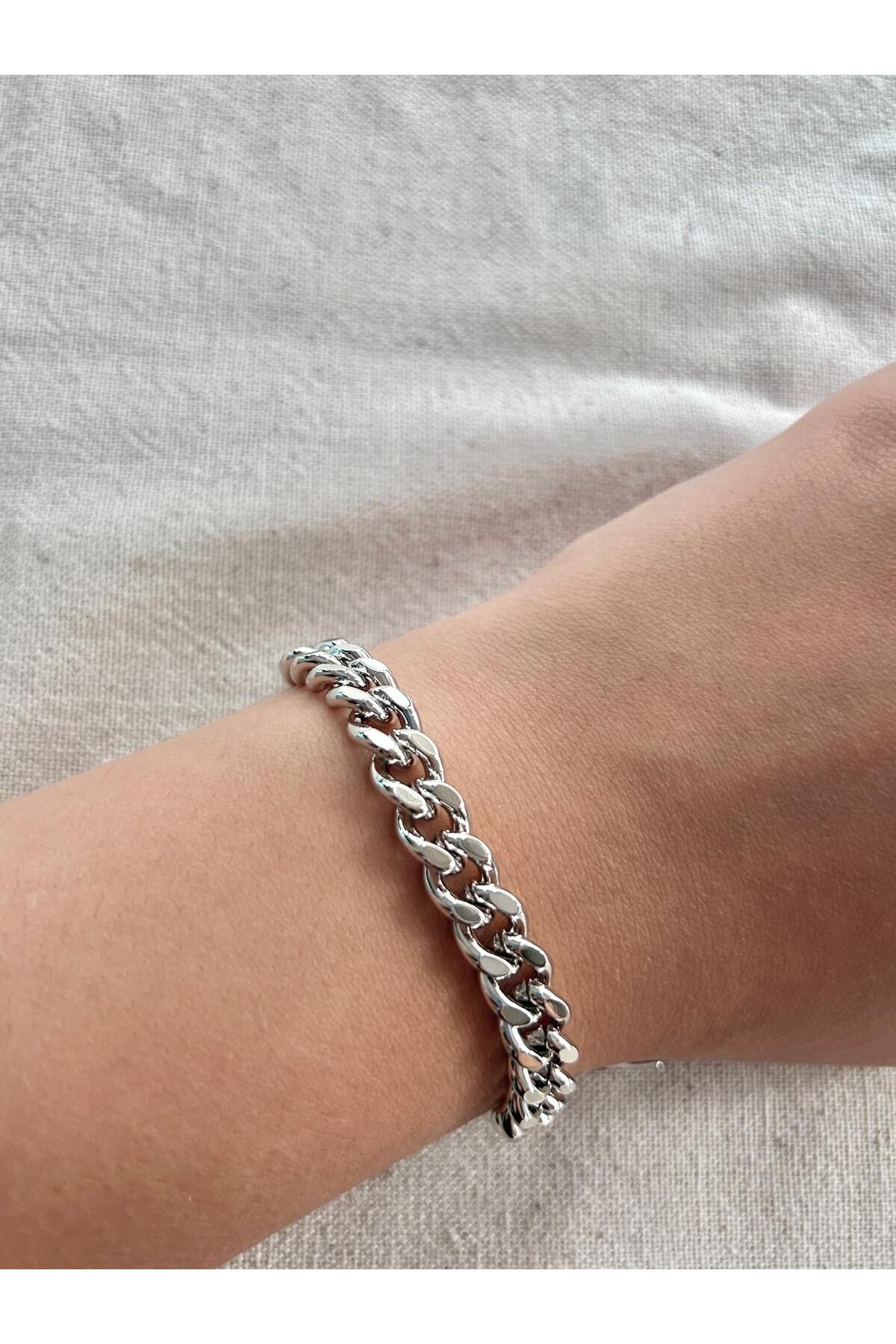 soleah KALIN GURMET PASLANMAZ ÇELİK UNİSEX BİLEKLİK KALIN ZİNDİR 6MM 21-23CM