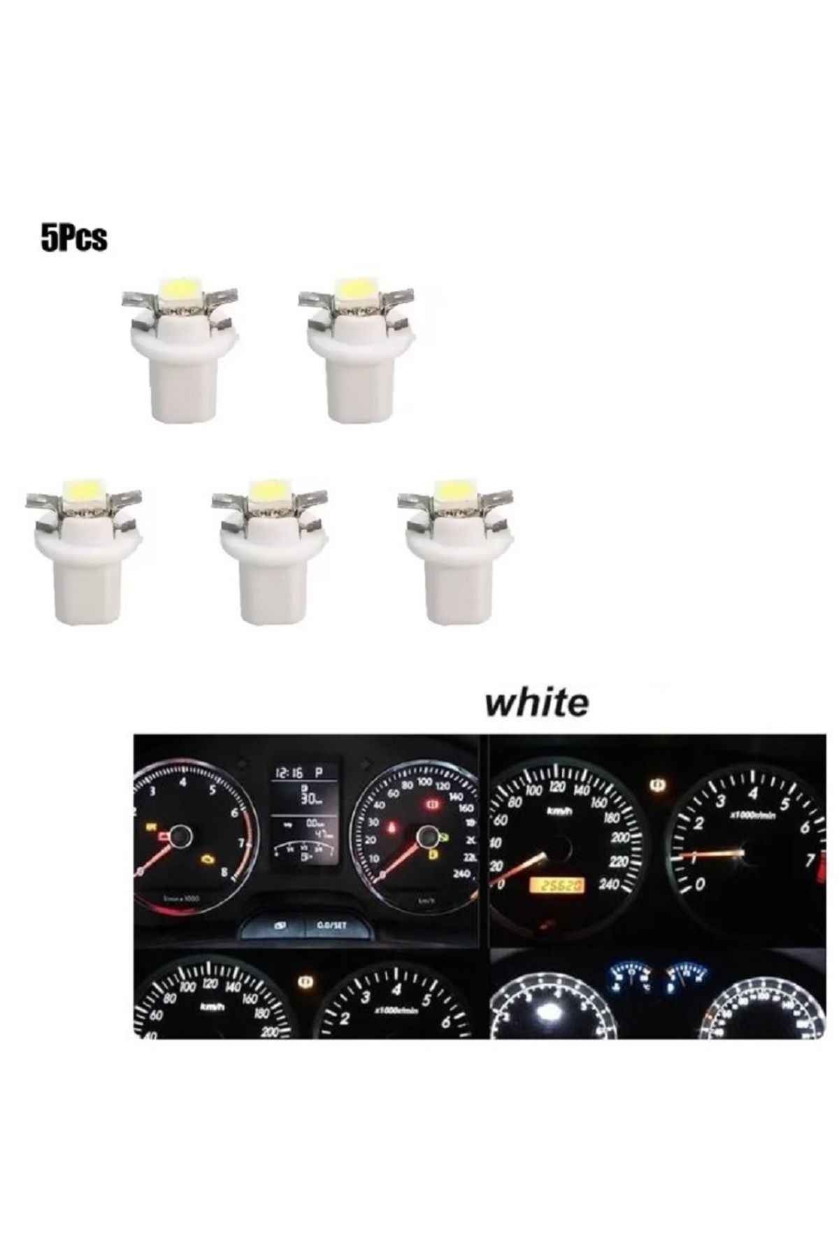 orco ( 5 X ADET ) 1 SET DUYLU DİPSİZ AMPUL T5 B8.5D MODEL LED 1.2W BEYAZ (T5 B8.5D WHITE)