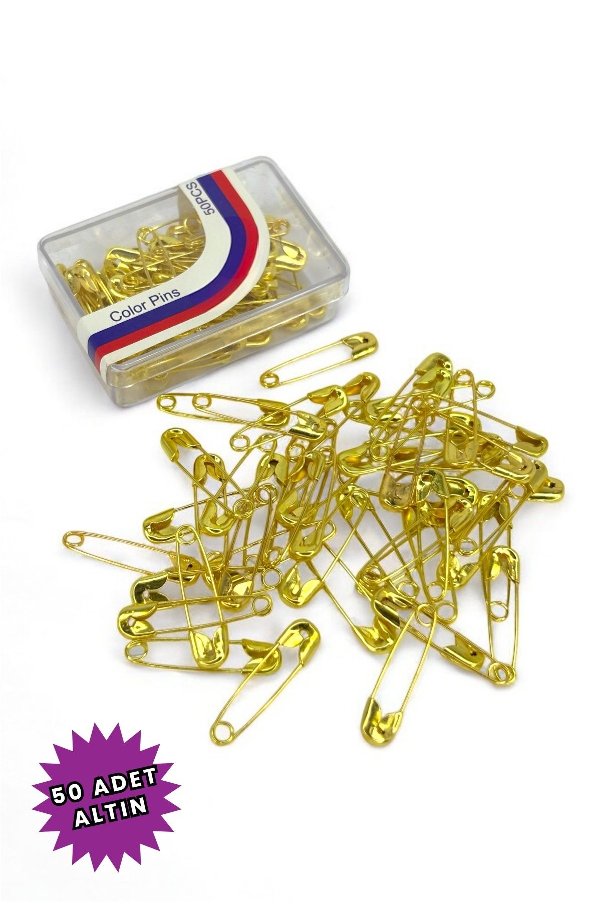 Loggia Çengelli İğne Gold Renk 50 Adet 2cm - Eşarp Ve Şal İğnesi - Çok Amaçlı İğne