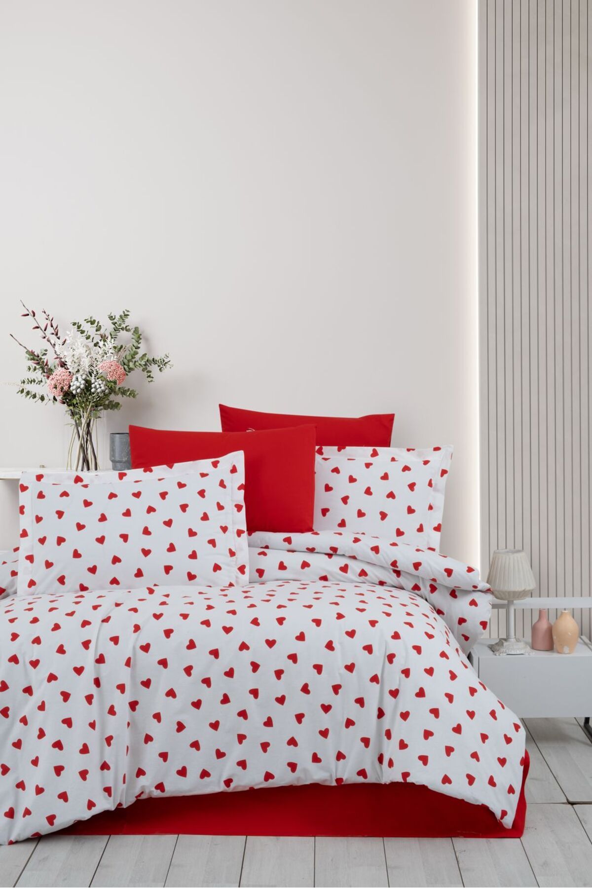 SELONYA Pamuklu KALPLİ ÇİFT KİŞİLİK NEVRESİM TAKIMI %100 cotton