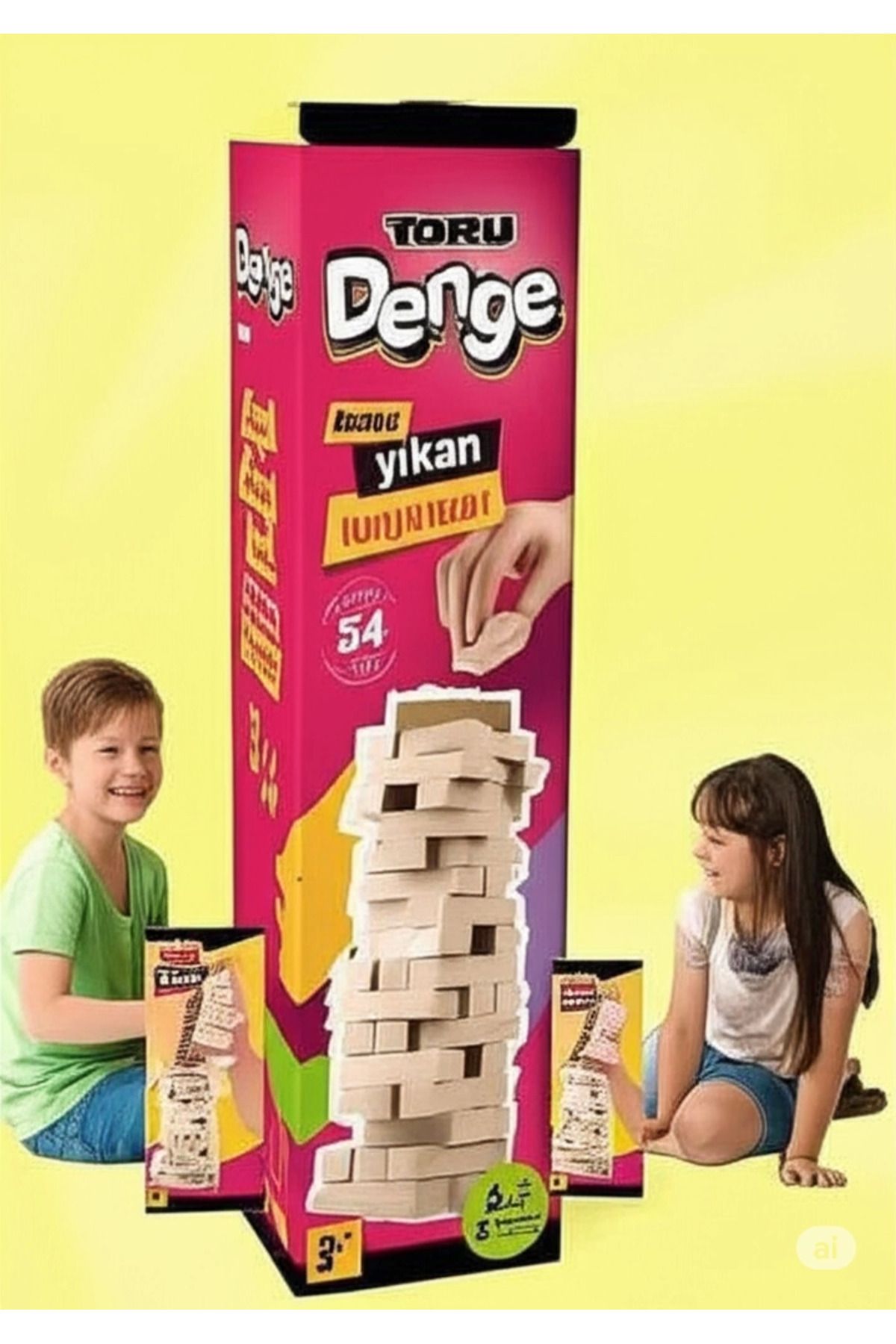 gizmurstore Büyük Boy Doğal Ahşap Denge Oyunu Kule Oyunu 54 Parça Ahşap Yapı Blokları Cenga