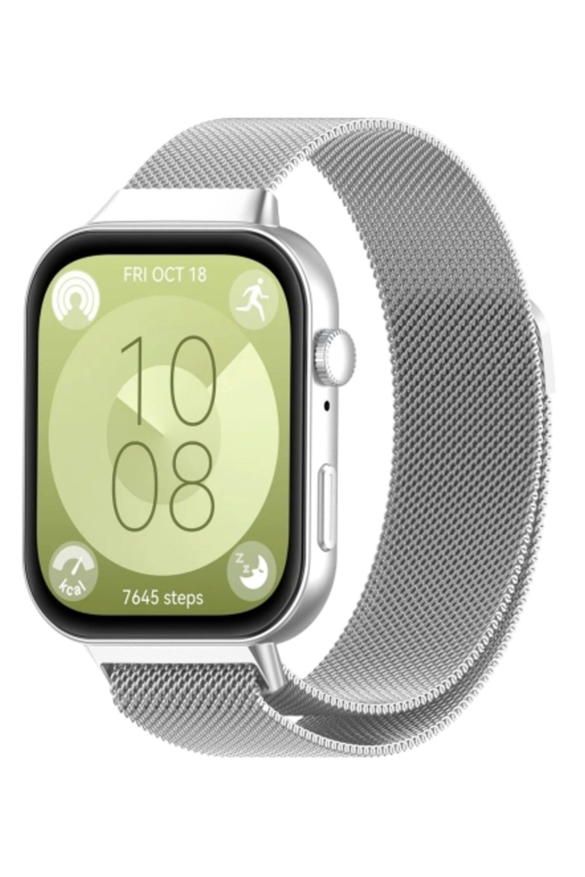 corcishop Huawei Watch Fit 3/4/4 Pro Uyumlu Hasır Metal Örgü Işlemeli Mıknatıslı Kordon Kayış