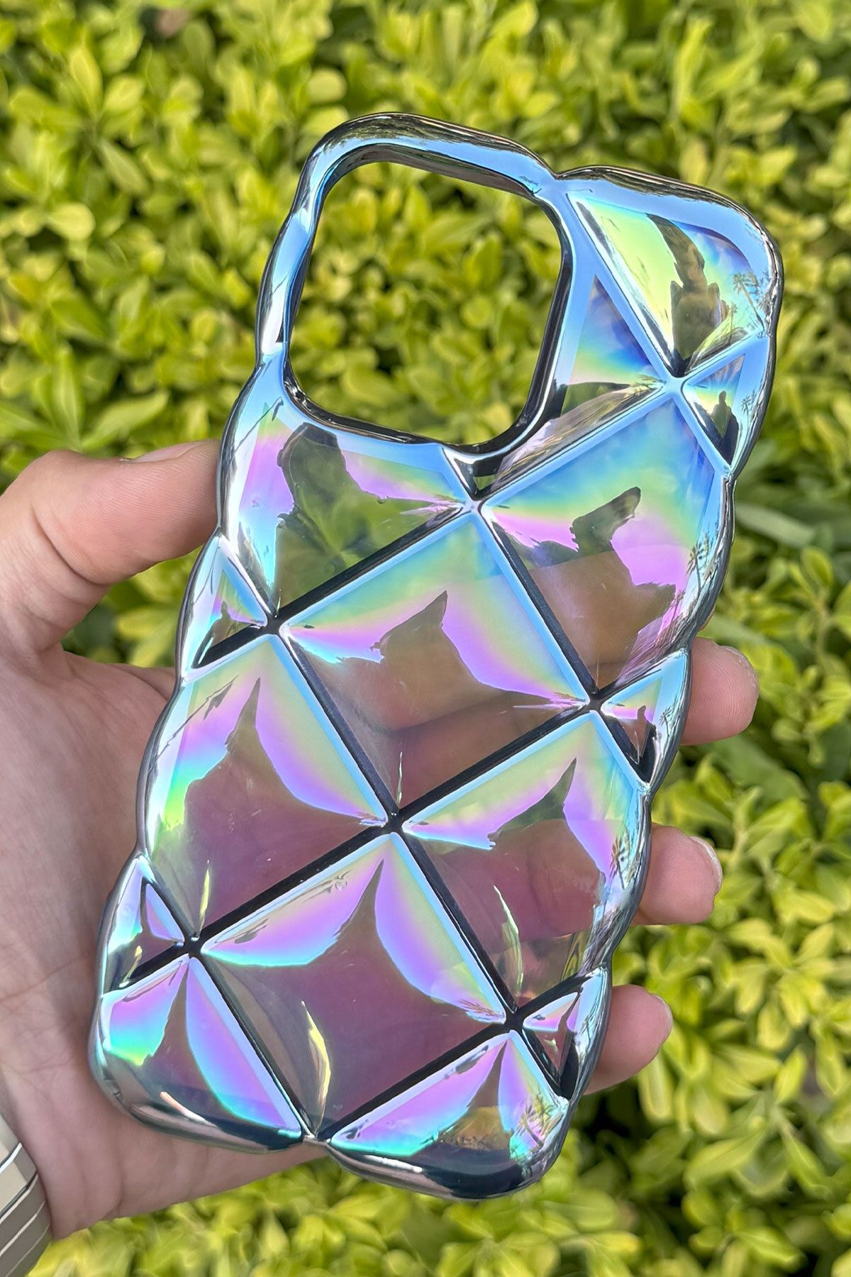 CEPSTOK Apple iPhone 14 Pro Kılıf Hologramlı Pofuduk Darbe Önleyici Silikon Kapak
