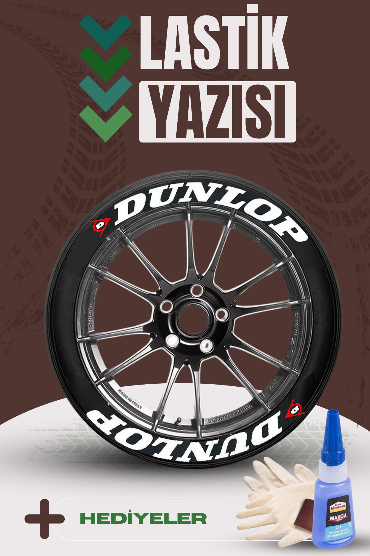 Baghes Dunlop Motosiklet Ve Otomobil Araç 3d Oto Lastik Yazısı Sticker Arma Seti – 8 Adet