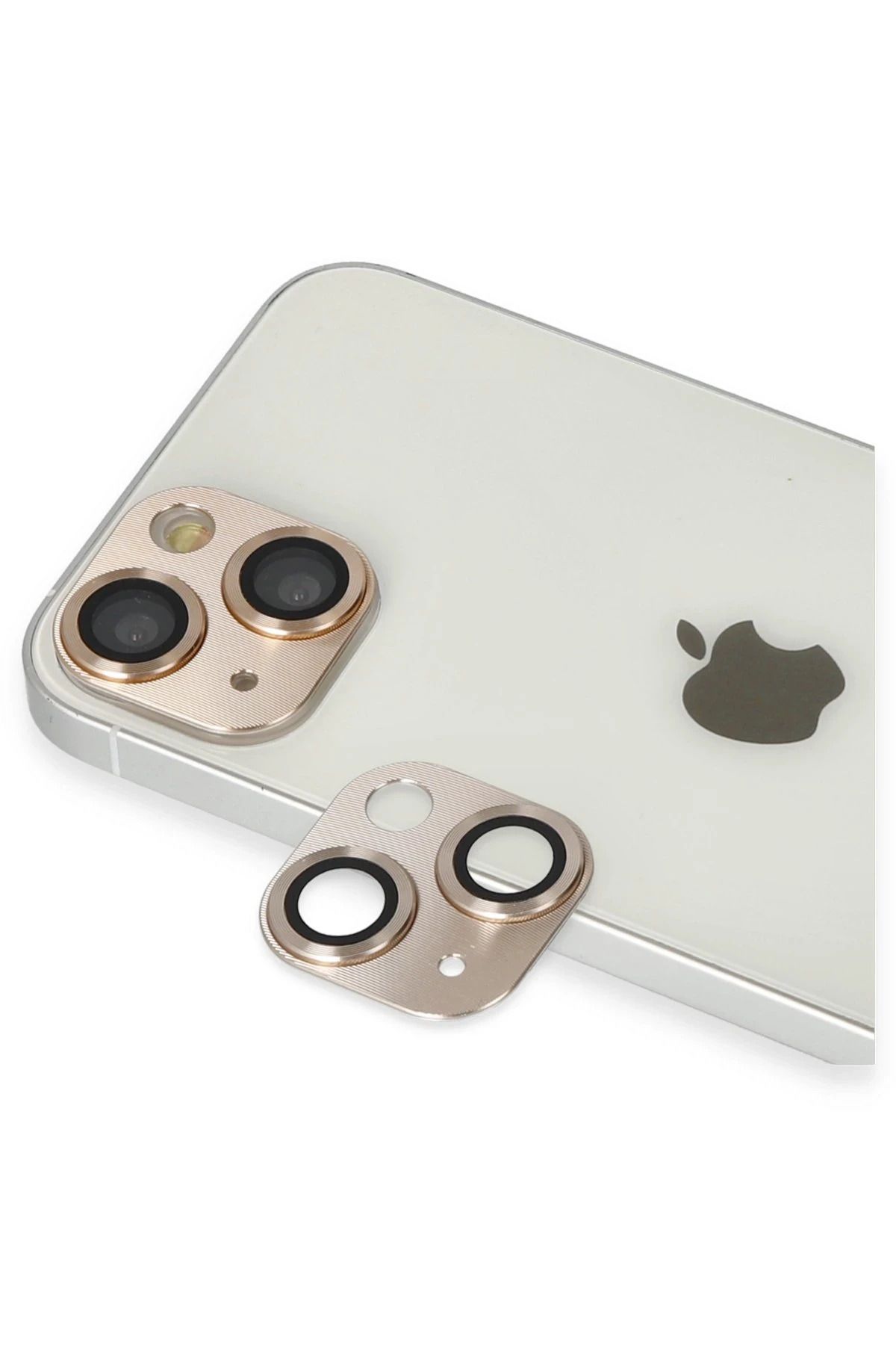CepteToptan iPhone 13 Uyumlu Pers Alüminyum Kamera Lens - Gold