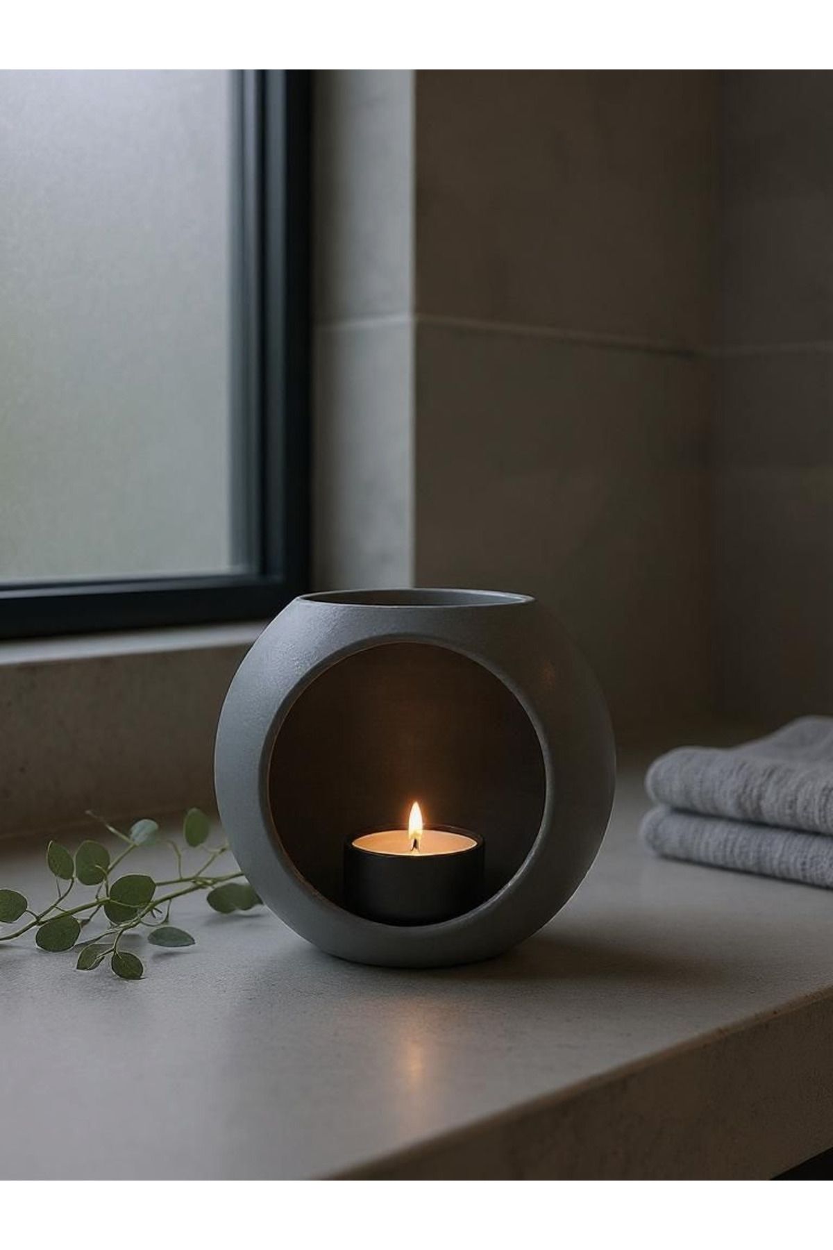 Home Dekoratif Yuvarlak Mumluk – Tealight Uyumlu Seramik Mumluk – Modern Ev Aksesuarı