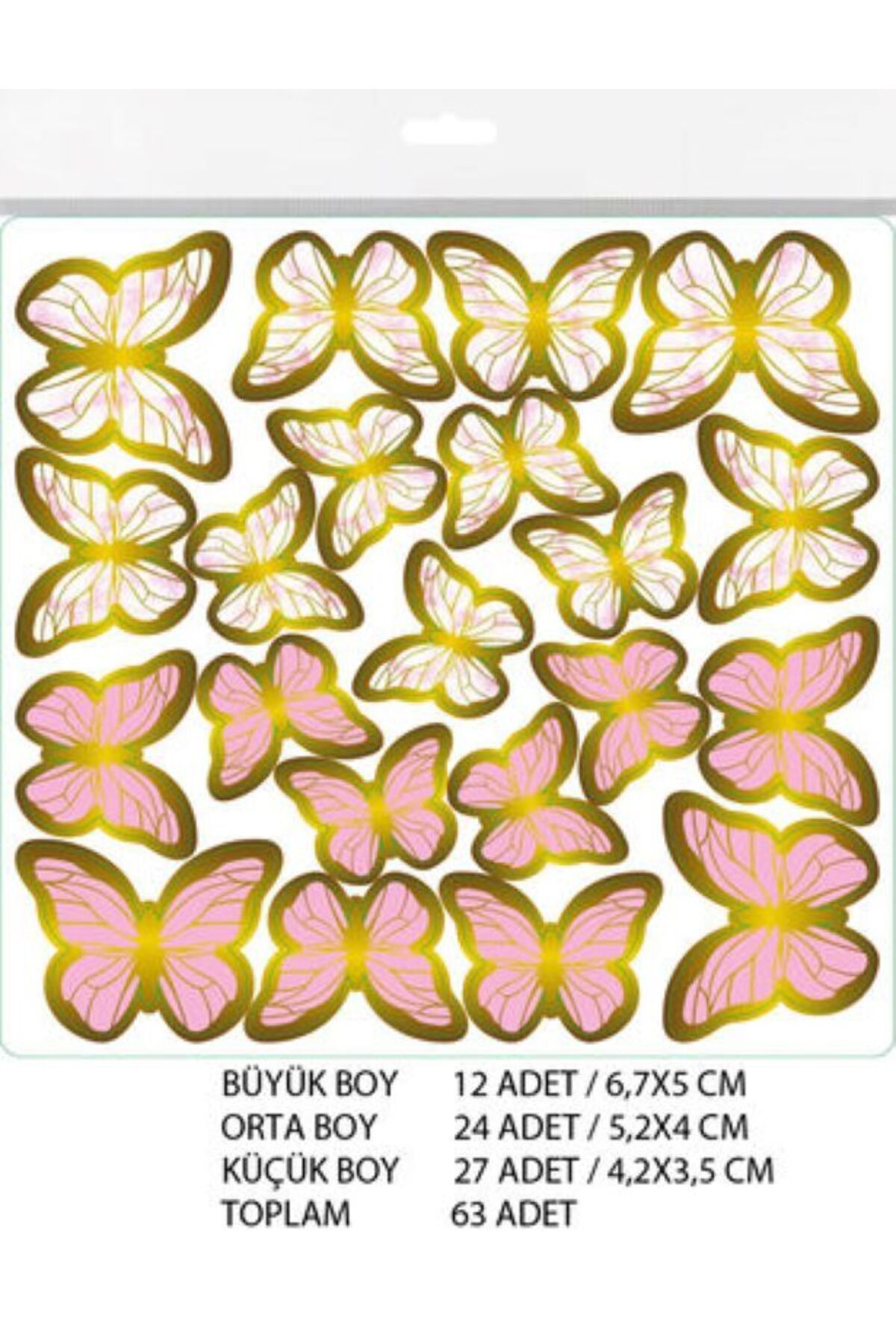 MELİ TİCARET Pasta Süsü Kelebek Pudra Pembe Kelebek Süs Doğum Günü Pasta Süsü Varaklı Kelebek Süs