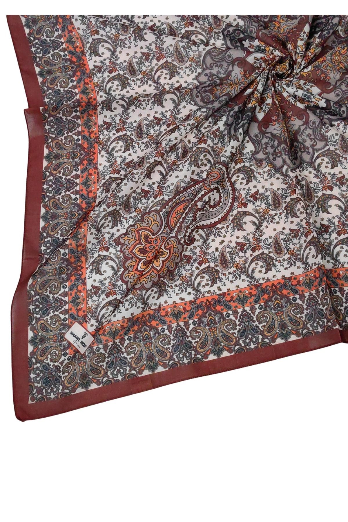 mim eşarp Prime Pamuk Etnik Desenli Eşarp 90x90 cm