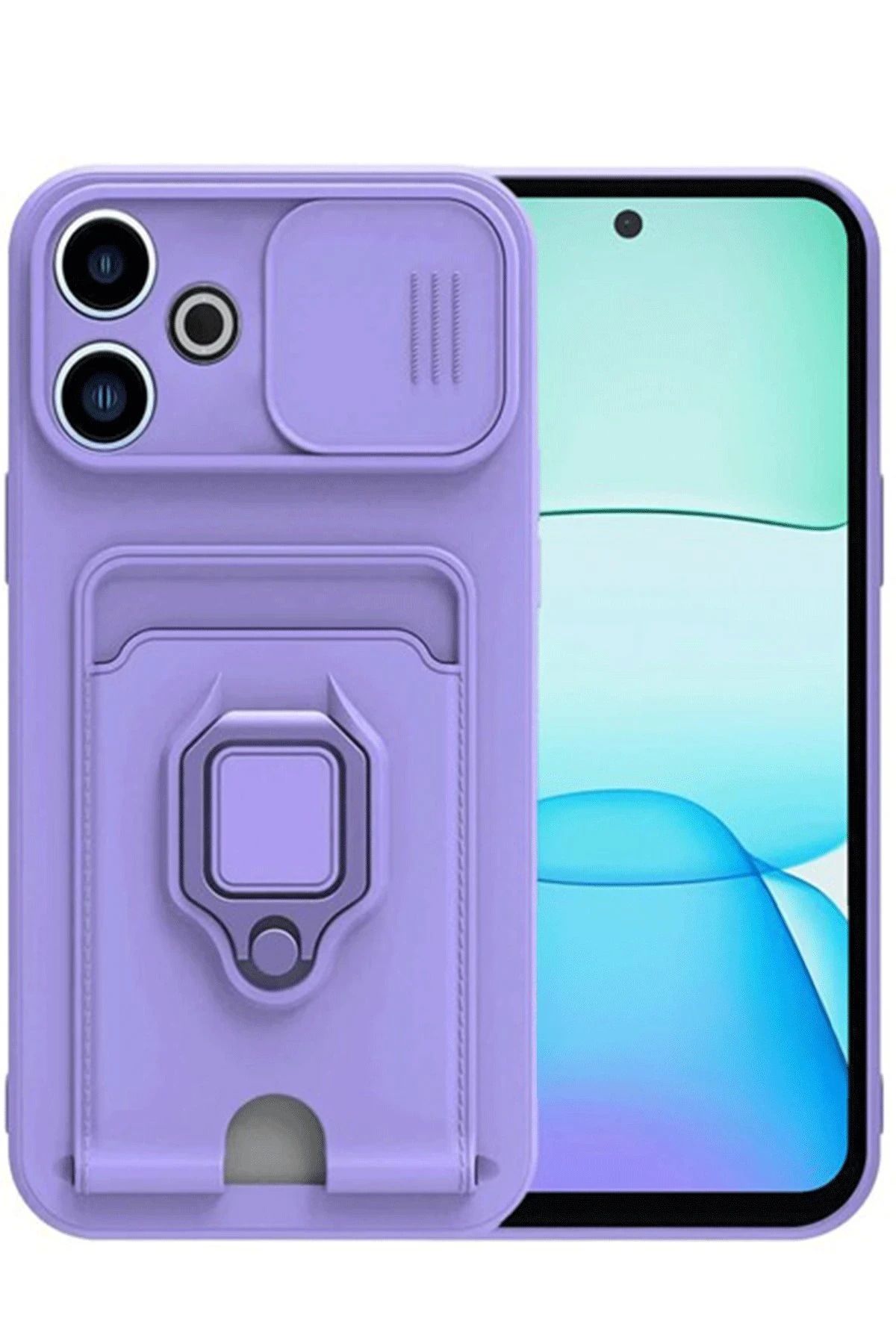 CepteToptan Xiaomi Redmi 13 4G Kılıf Zuma Kartvizitli Yüzüklü Silikon - Lila