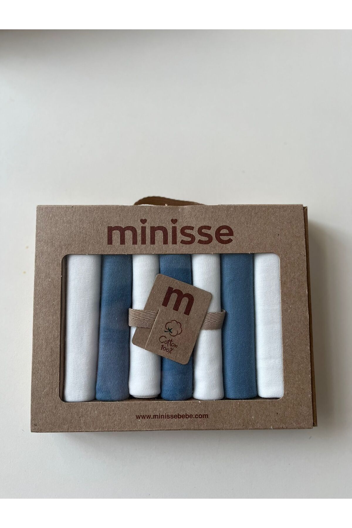 Minisse %100 Pamuk Yenidoğan Bebek Penye 7'li Ağız Mendili Set
