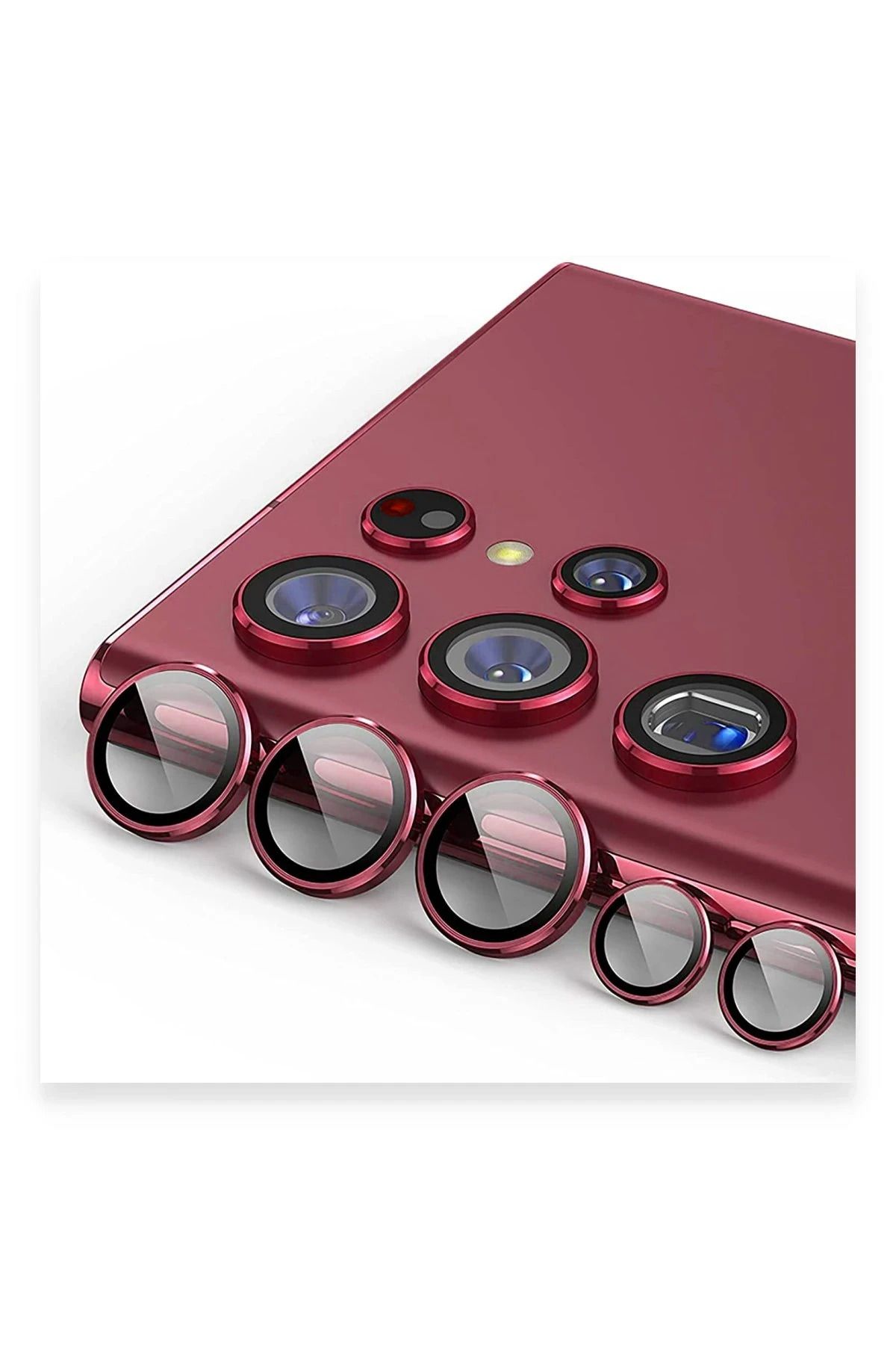 CepteToptan Galaxy S23 Uyumlu Ultra Valdez Metal Kamera Lens - Kırmızı