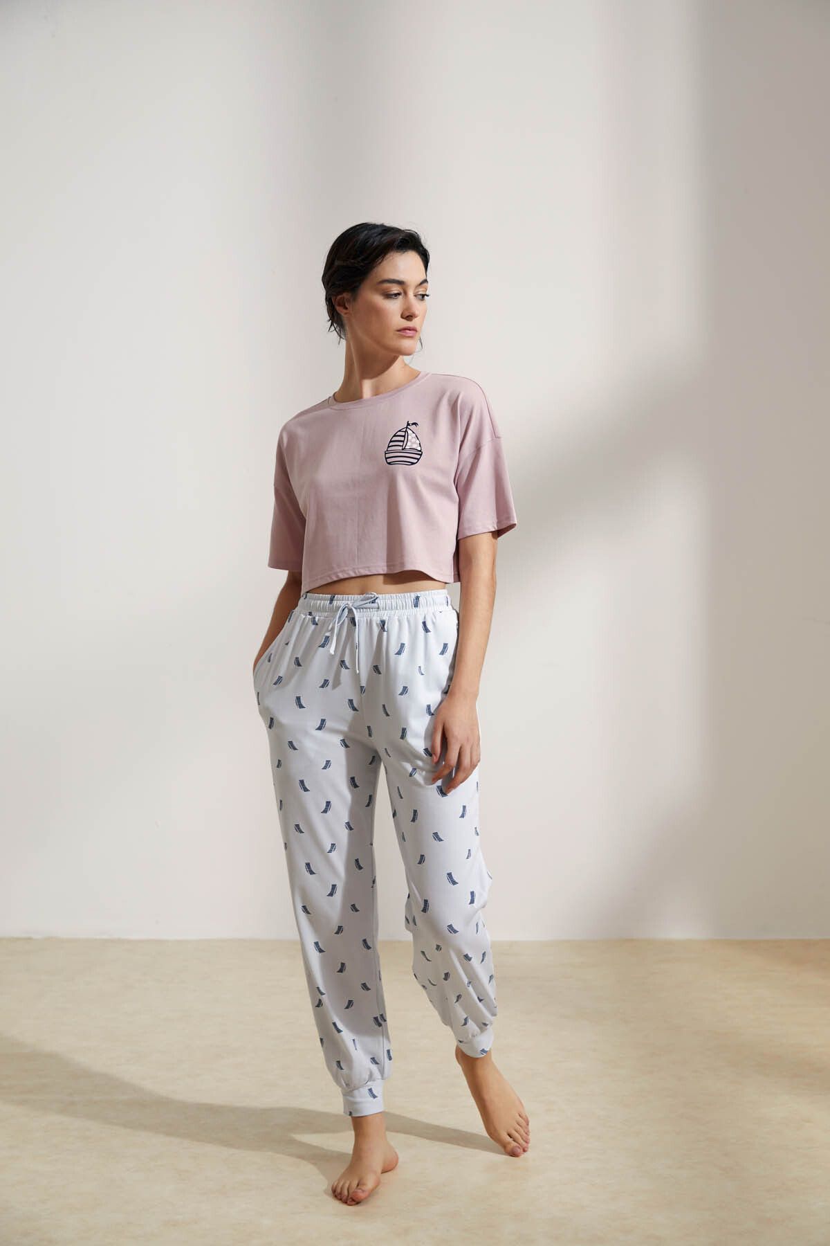 DREAM FASHION Kadın Pamuklu Uzun Pijama Takımı