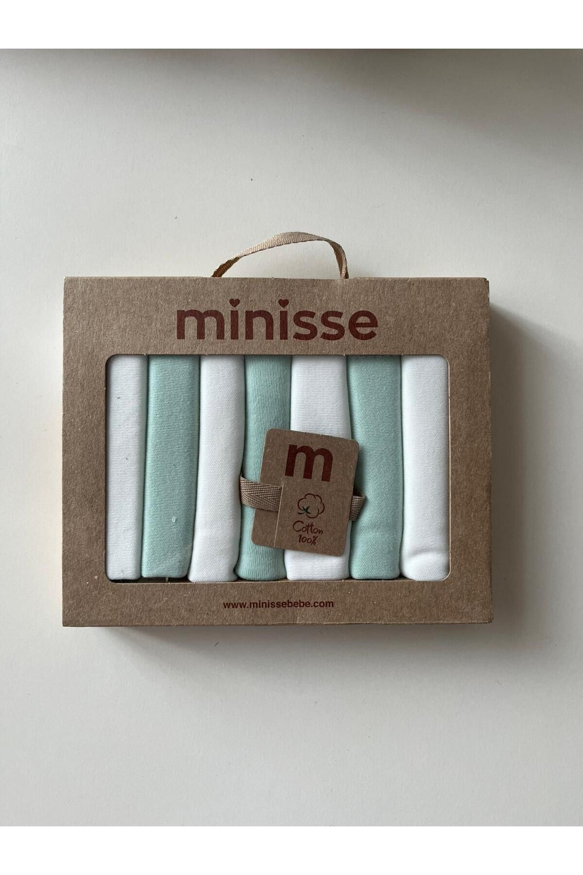 Minisse %100 Pamuk Yenidoğan Bebek Penye 7'li Ağız Mendili Set