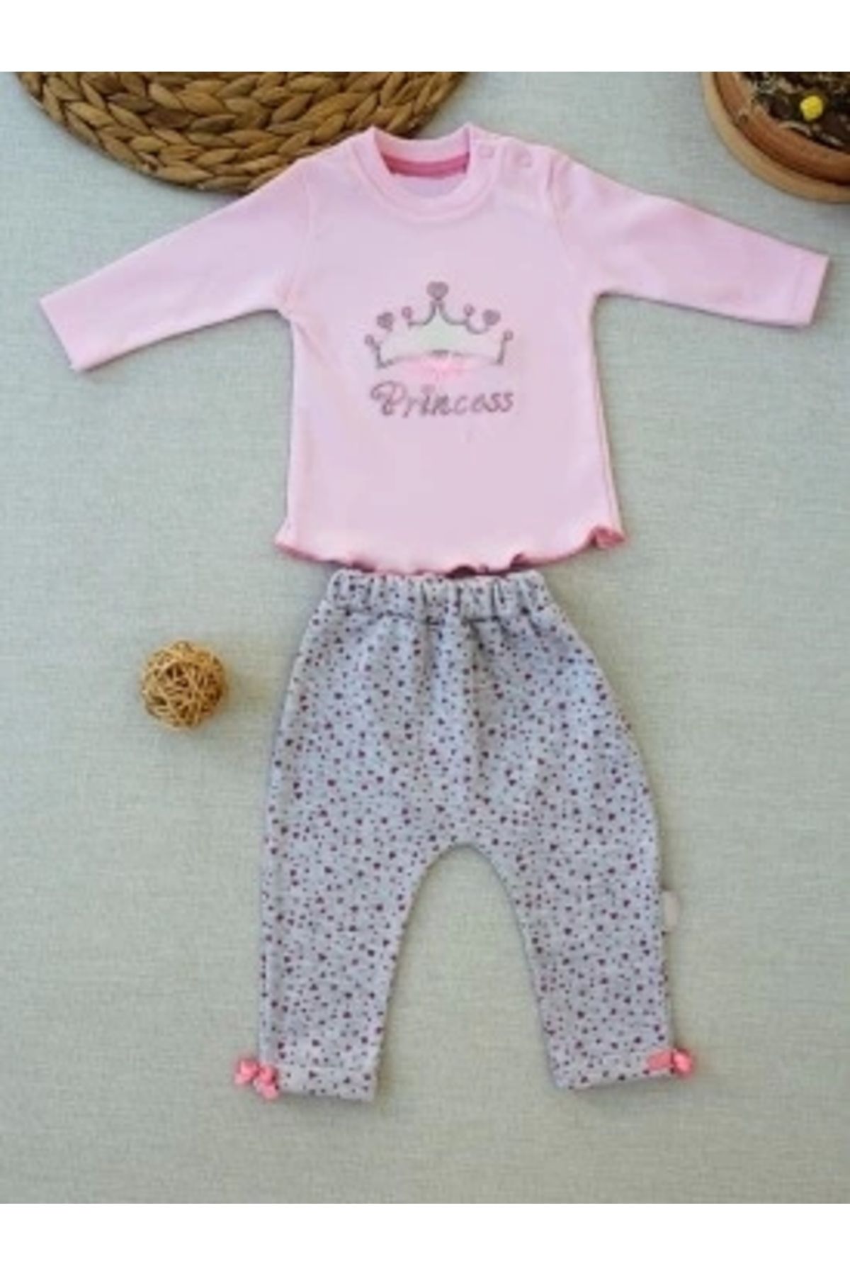 Diji Baby 3-6 6-9 9-12 Ay Full Star Nakışlı Şapkalı Uzun Kollu Sweat 3lü Erkek Bebek Takımı