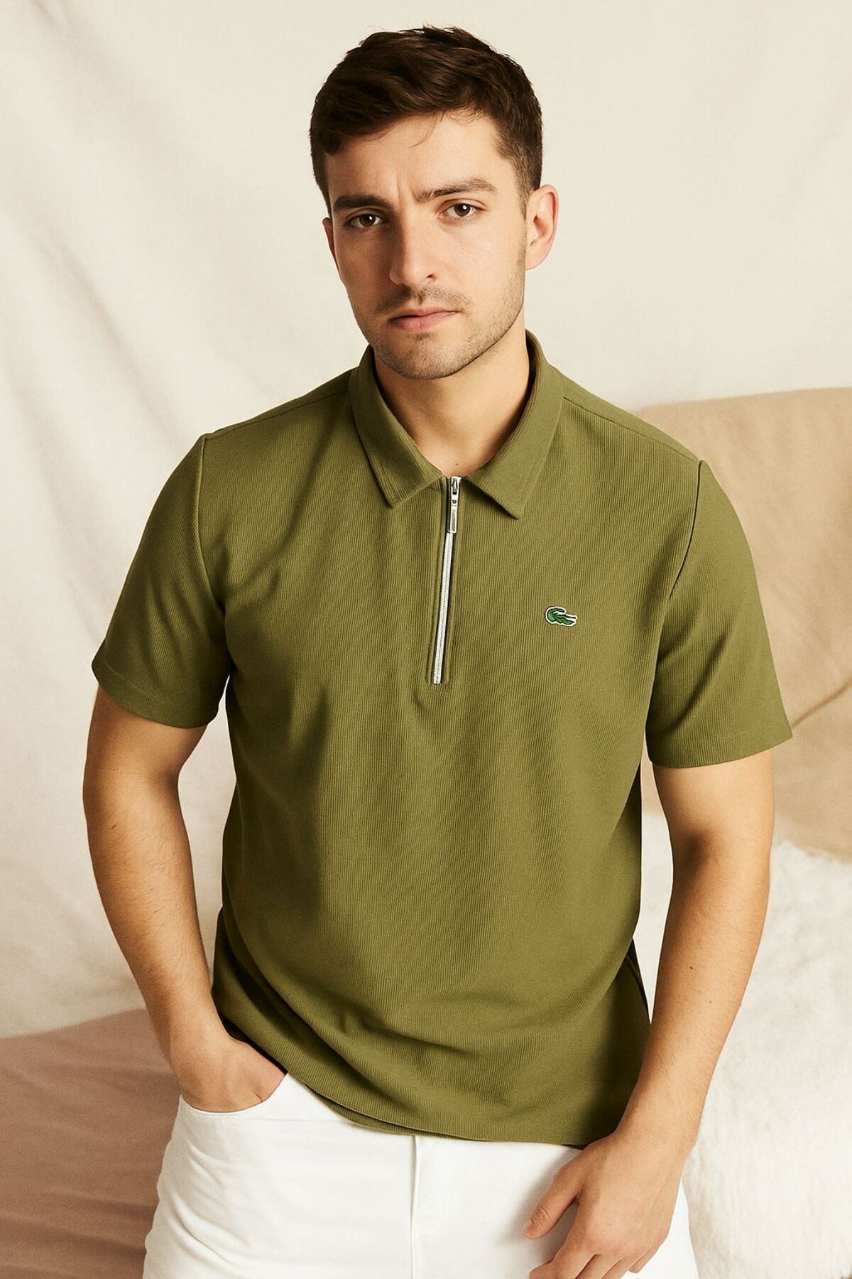 Butik Polo yaka fermuarlı erkek tişört