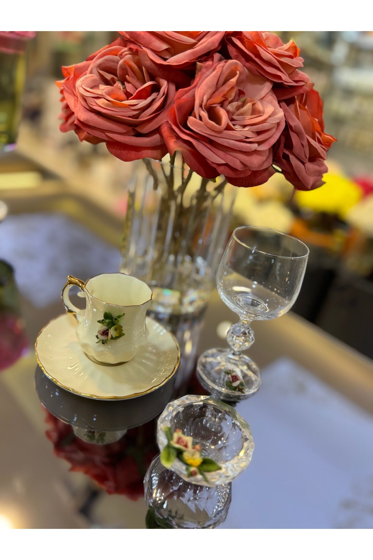 İTALYAN CAPODİMONTE ESTERHOMEDECOR 6 Kişilik Capodimonte kahve fincan bardak lokumluk seti