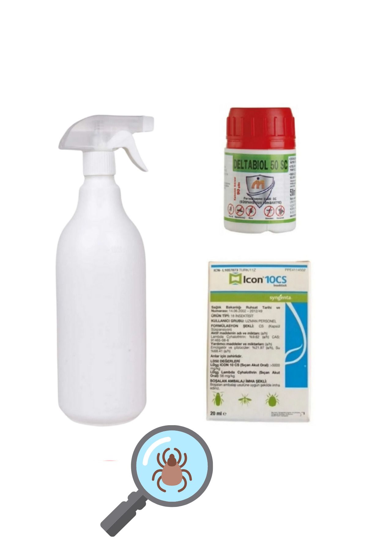 serdaroğlu Kene İlaçlama Seti /Deltabiol 50ML-İcon 10CS 20ML-1Lt Fısfıs Sprey Püskürtücü