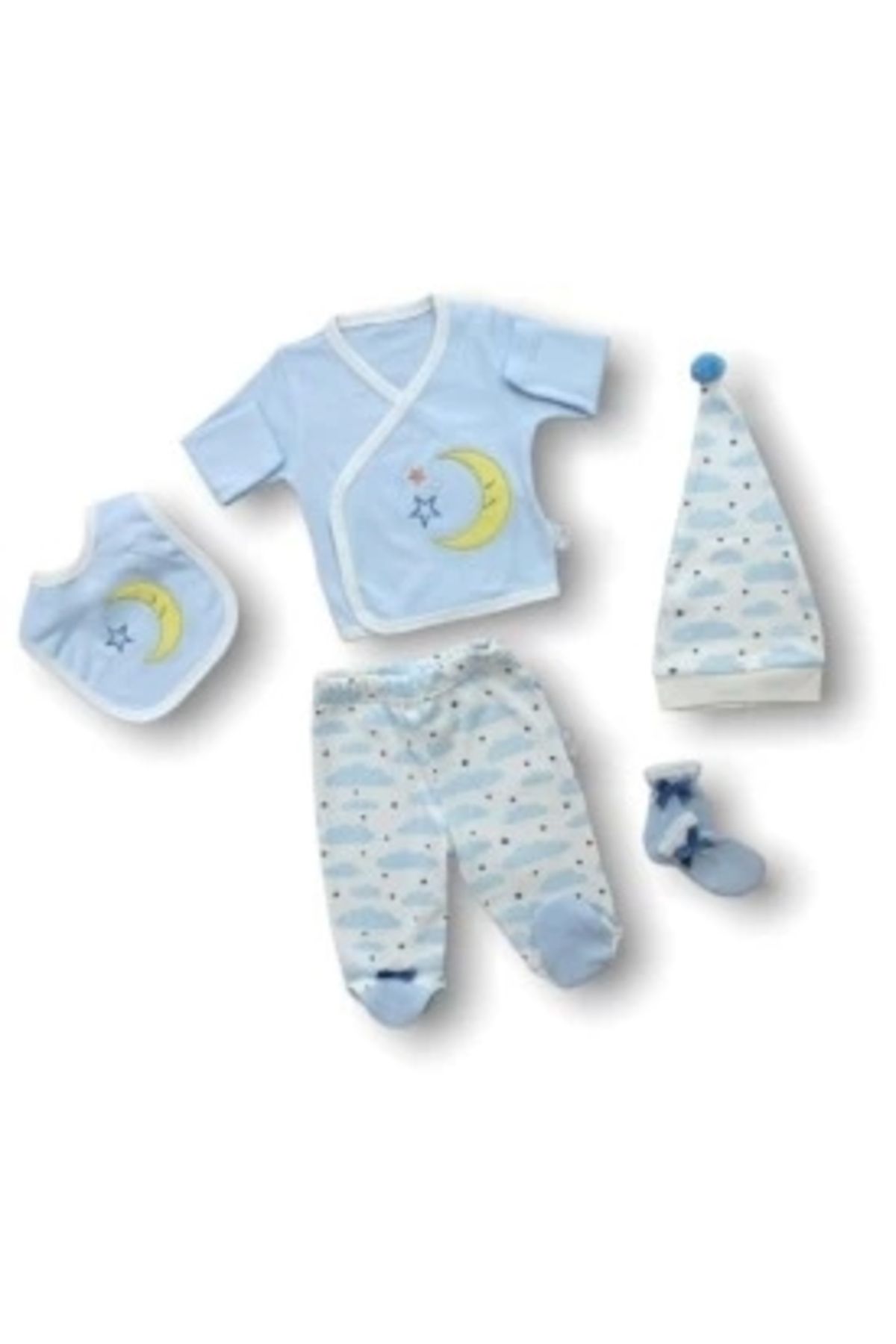 Diji Baby Ay Dedem Nakışlı %100 Cotton Antibakteriyel 5li Zıbın Takımı Hastane Çıkışı