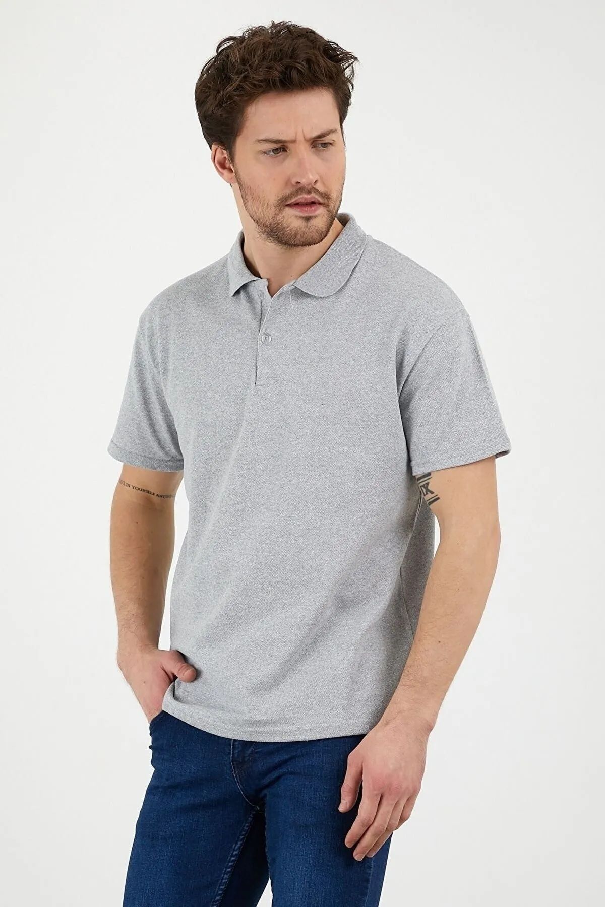 PEYORA Erkek Beyaz Slim Fit Polo Yaka T-Shirt
