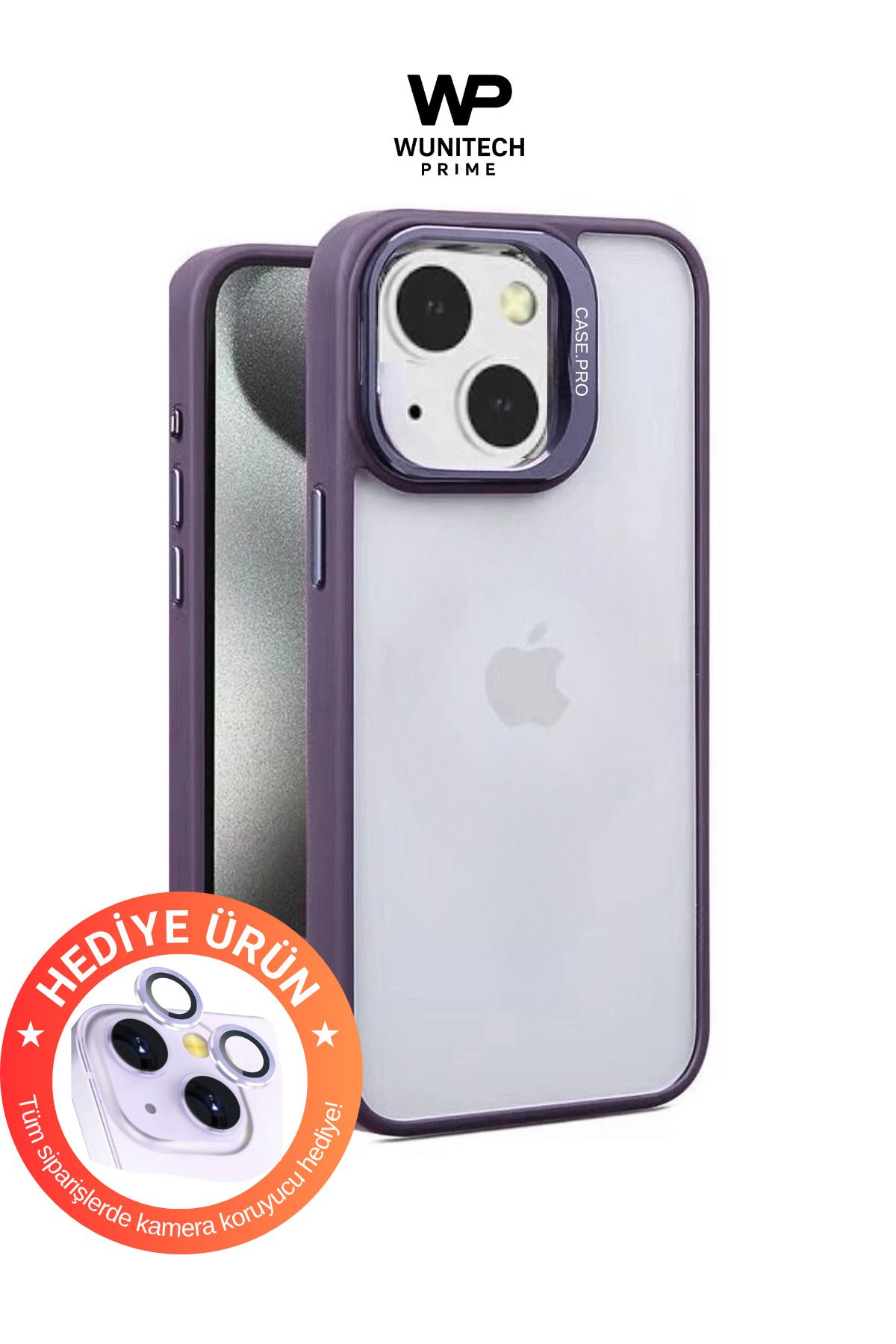 WUNİT Iphone 15 PRO MAX Uyumlu Kenarları Renkli Koruyucu Hediyeli Kılıf