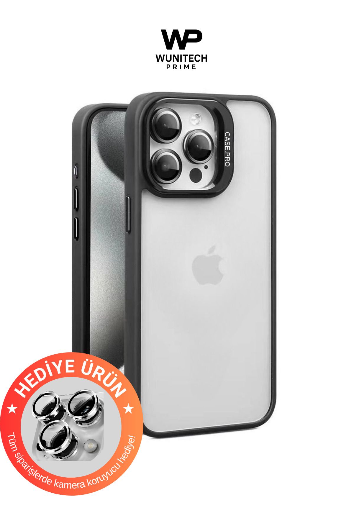 WUNİT Iphone 14 PRO MAX Uyumlu Kenarları Renkli Koruyucu Hediyeli Kılıf