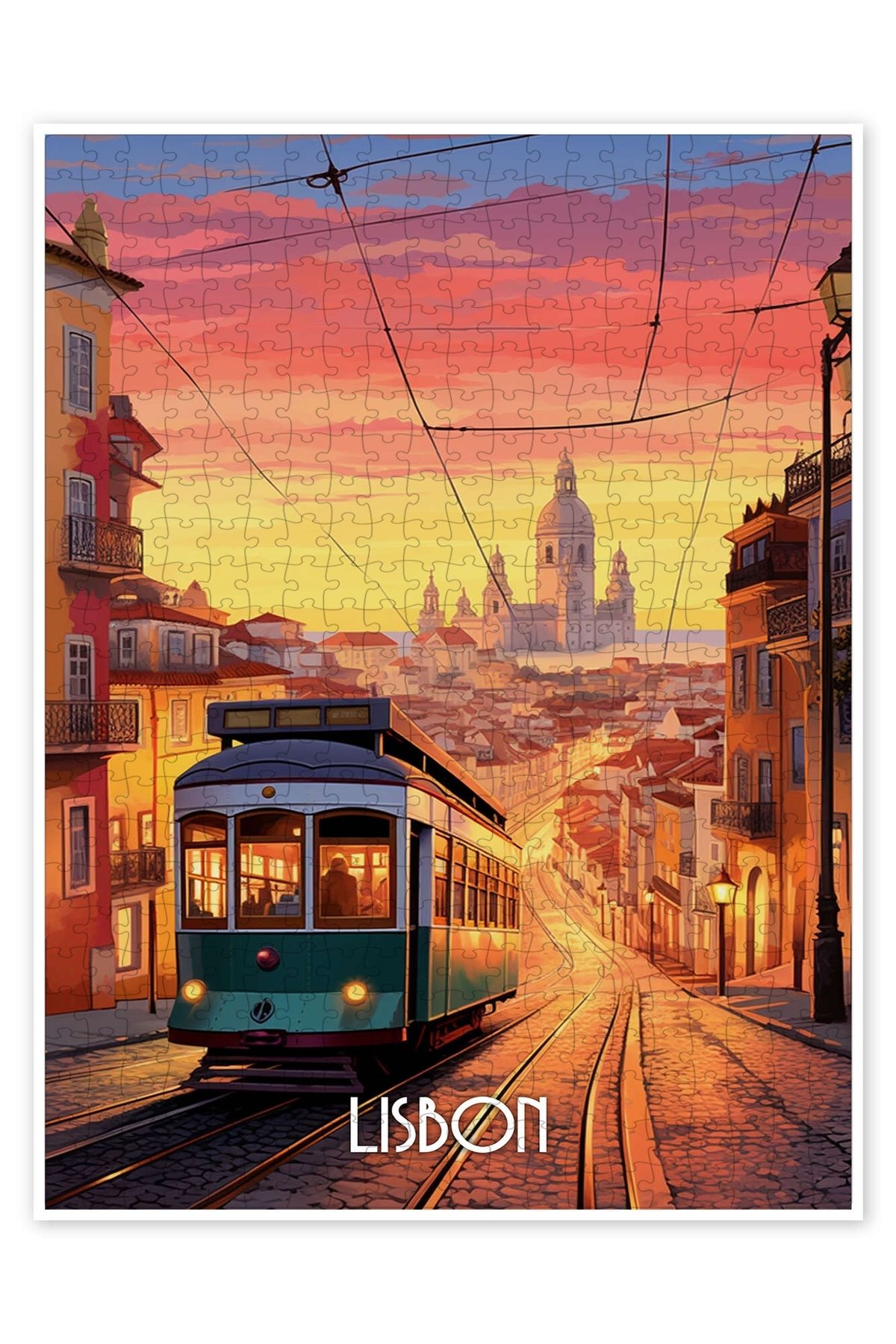 Jeronkarji Lizbon Seyahat Sanat 500 Parça Puzzle Yapboz Şehir Manzara Temalı Hobilik