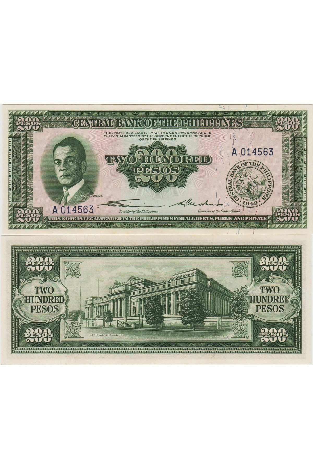 Banknoting FİLİPİNLER 200 PISO 1951 ÇİL KONDSİYON.