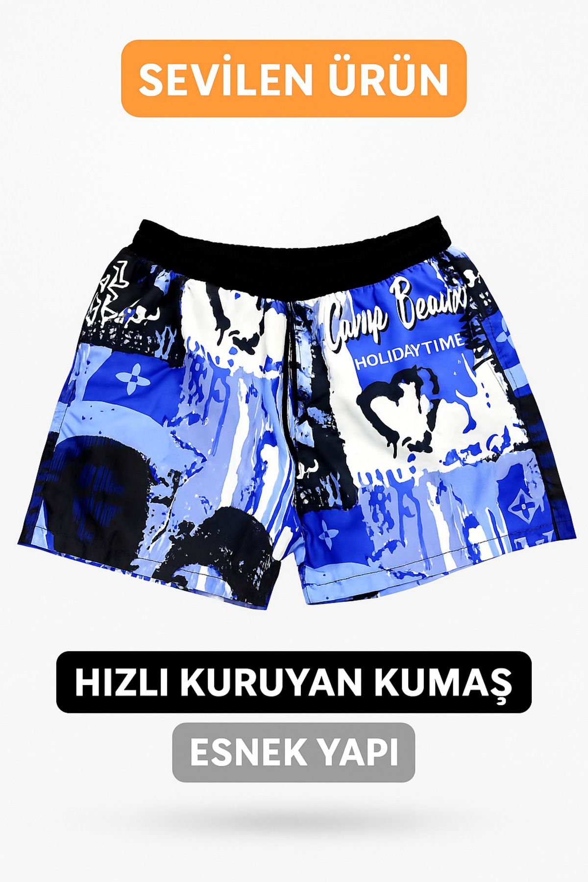 LC Waikiki Regular Fit Kısa Boy Cepli File Astarlı Beli Bağcıklı Düz Hafif Kumaş Deniz Şortu