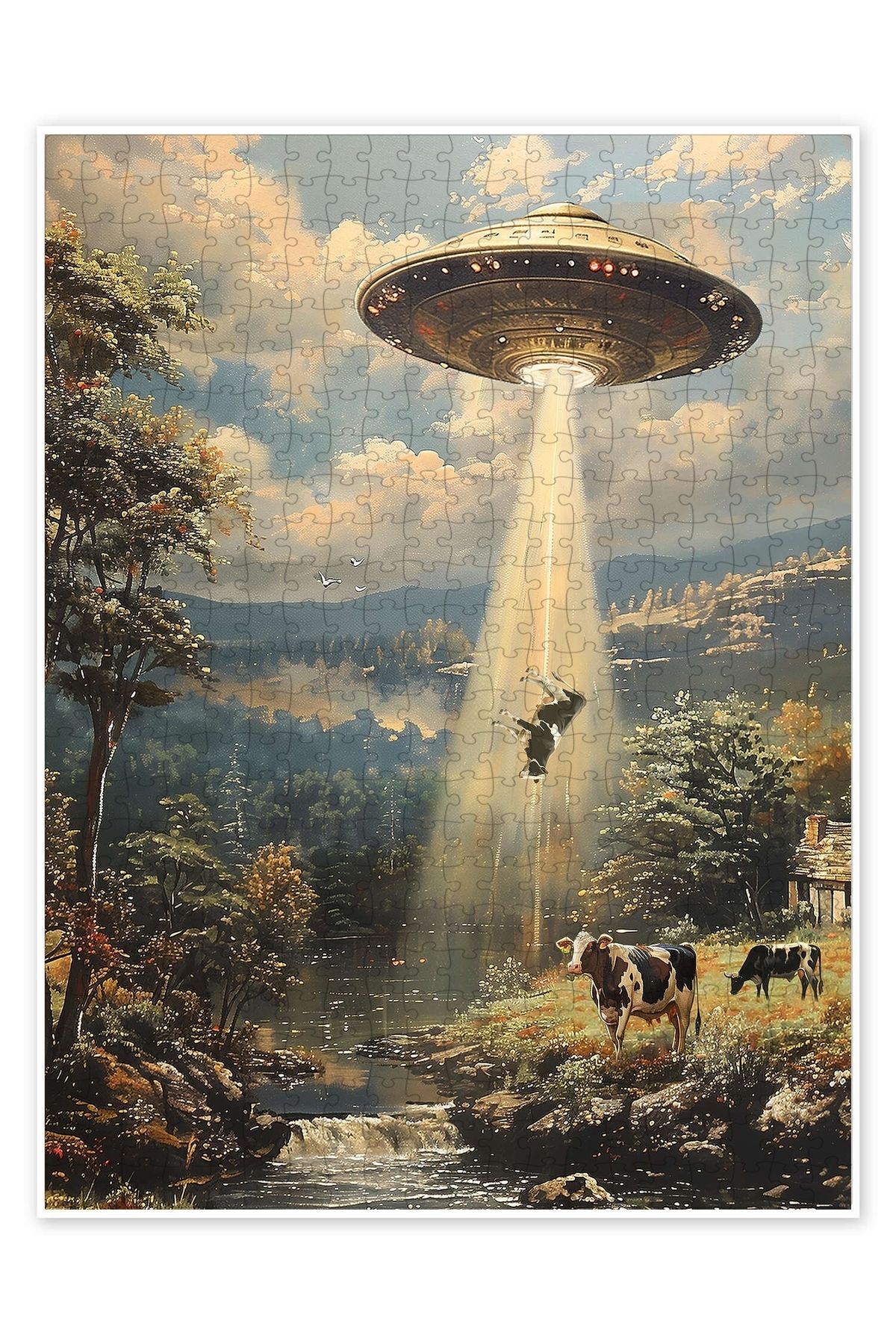 Jeronkarji Alien Cowspiracy 500 Parça Puzzle Yapboz Kedi Köpek Temalı Doğa ve Orman Hayvanları