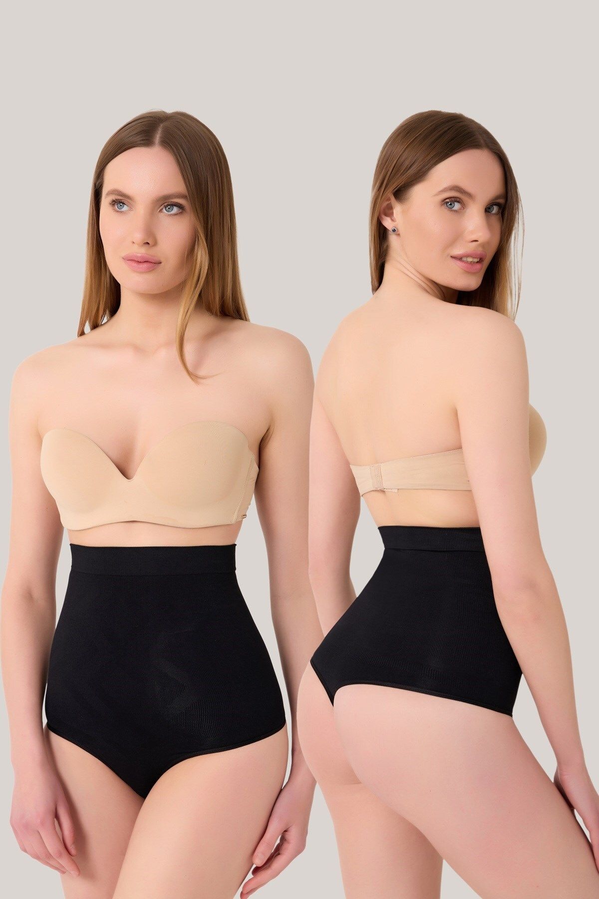 Bluewhs Kadın Yüksek Bel Toparlayıcı Slip String Göbek Karın Sıkılaştıran Tanga Korse Siyah