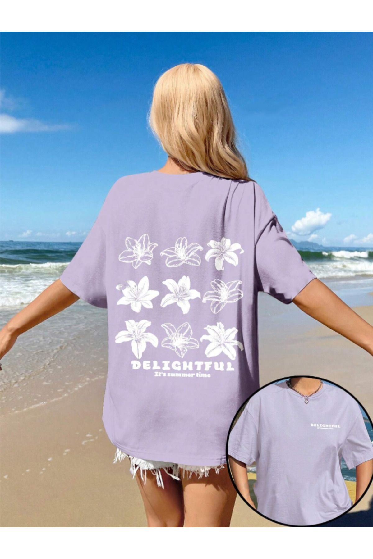 COHERENT Unisex Erkek/Kadın DELIG Özel Baskılı Oversize Pamuklu T-Shirt