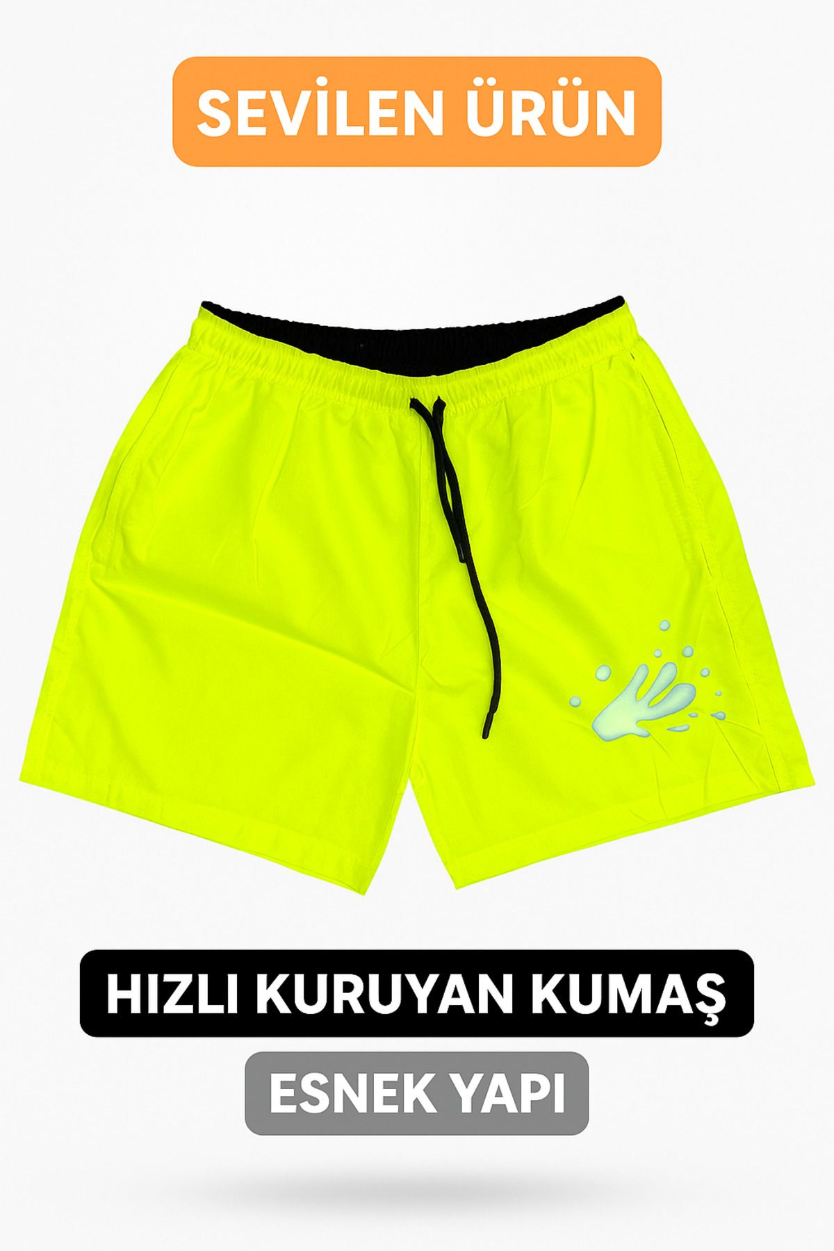 LC Waikiki Regular Fit Kısa Boy Cepli File Astarlı Beli Bağcıklı Düz Hafif Kumaş Deniz Şortu