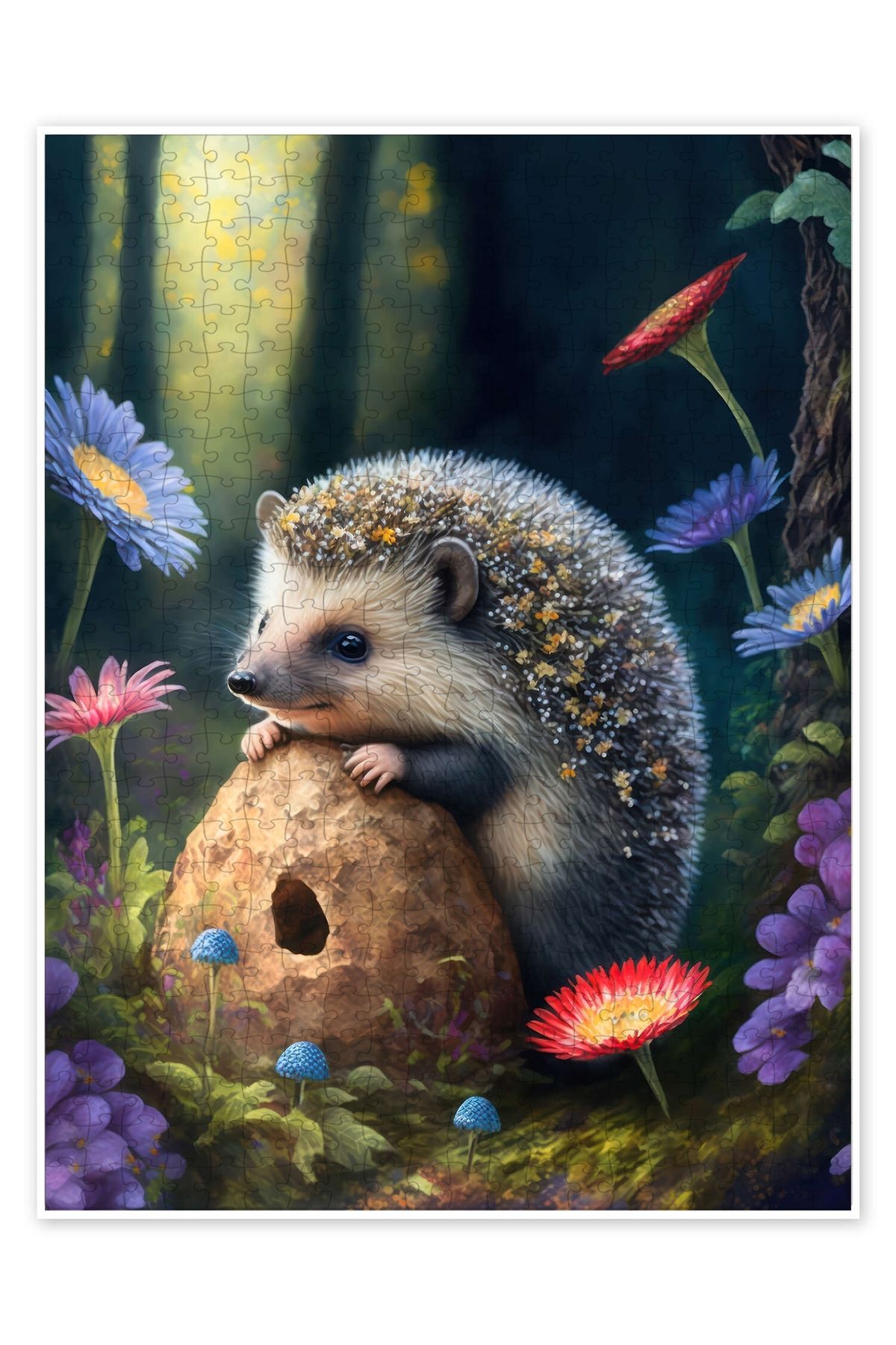 Jeronkarji Meraklı Kirpi 500 Parça Puzzle Yapboz Çocuklar için Neşeli Hayvan Temalı