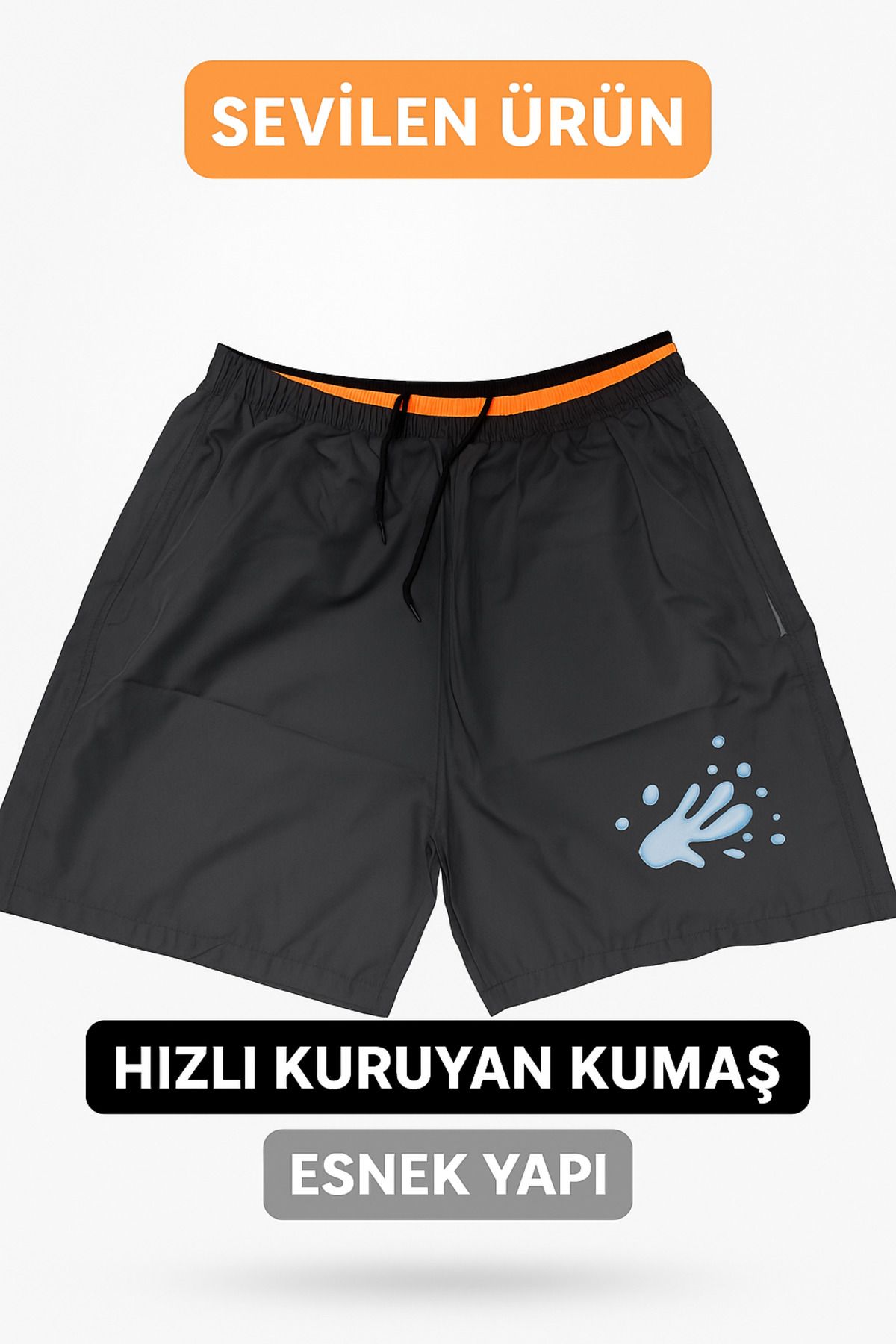 LC Waikiki Regular Fit Kısa Boy Cepli File Astarlı Beli Bağcıklı Düz Hafif Kumaş Deniz Şortu