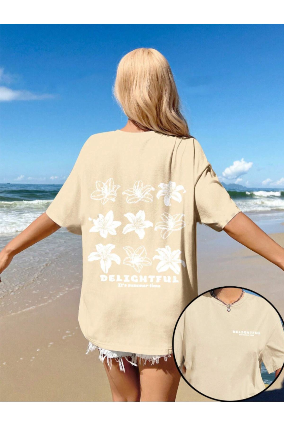COHERENT Unisex Erkek/Kadın DELIG Özel Baskılı Oversize Pamuklu T-Shirt