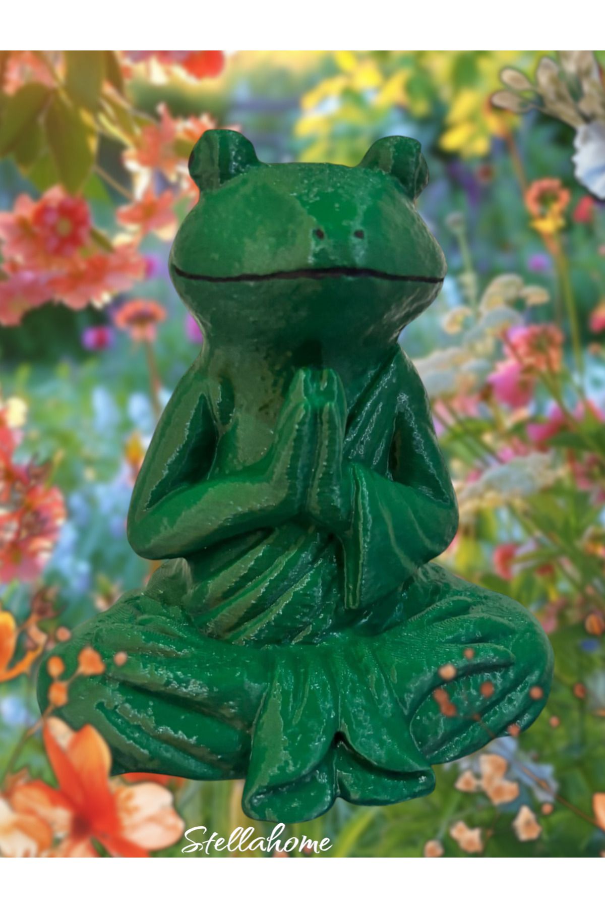 Home Yeşil meditasyon yapan yogacı kurbağa dekoratif modern süs eşyası biblo heykel terapi