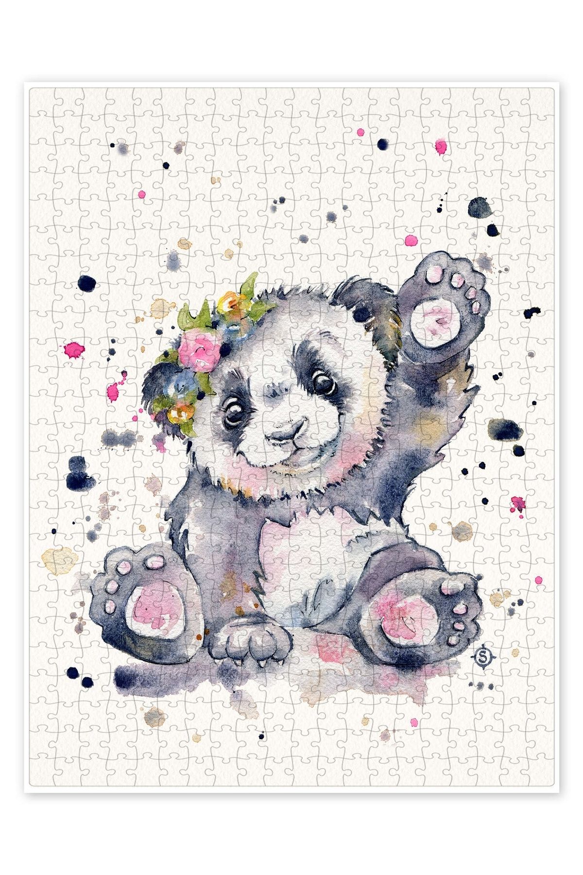 Jeronkarji Tatlı Panda 500 Parça Puzzle Yapboz Çocuklar için Neşeli Hayvan Temalı