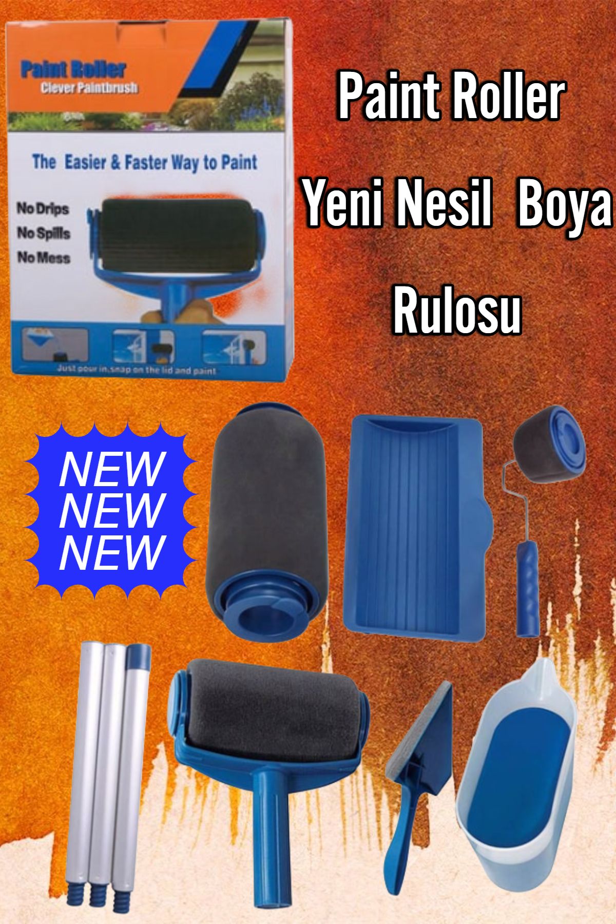 ESENLİWE Profesyonel Boyacı Rulo Fırça Seti 5 Parça Boya Badana Seti
