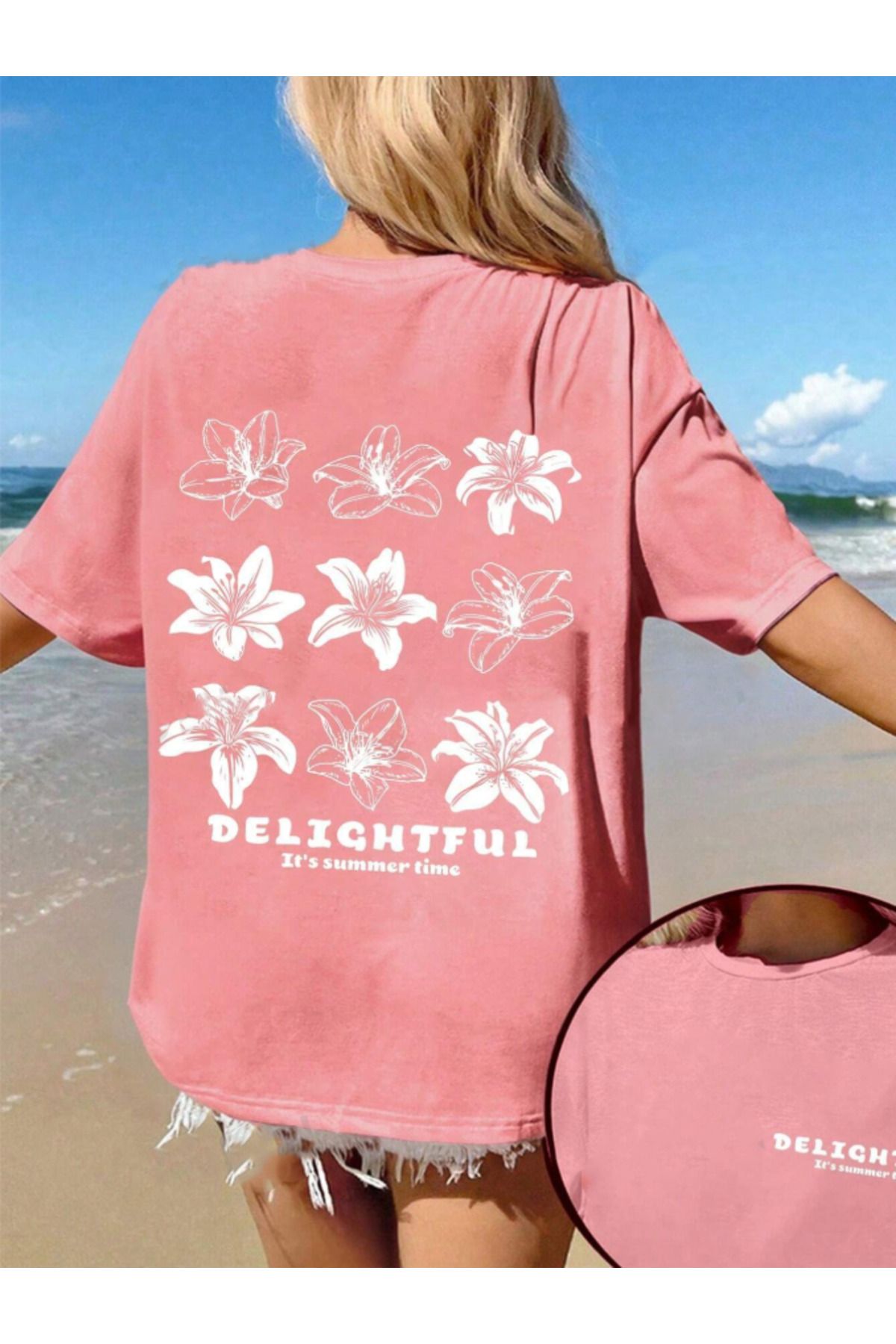 COHERENT Unisex Erkek/Kadın DELIG Özel Baskılı Oversize Pamuklu T-Shirt