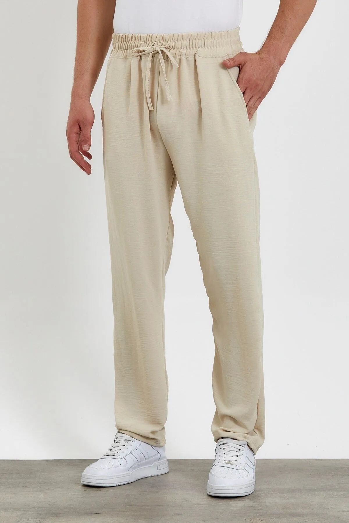 PEYORA Unisex Oversize Haki Aerobin Keten Yazlık Ince Salaş Alt Jogger Pantolon