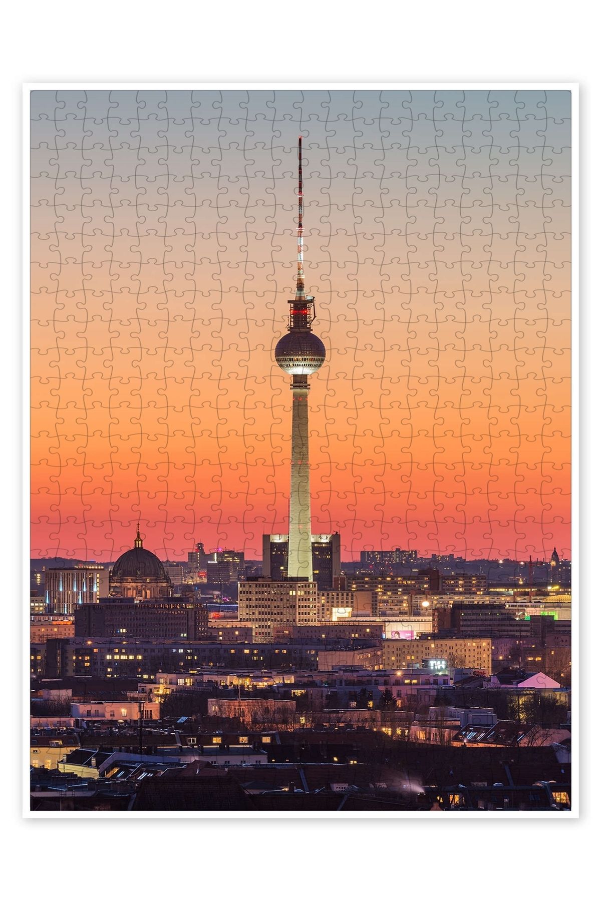 Jeronkarji Berlin TV kulesi gün batımından sonra 500 Parça Puzzle Yapboz Şehir Manzara Temalı Hobilik