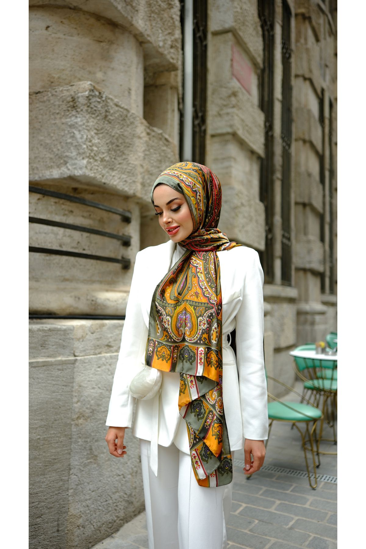 OTA SCARFS Etnik Desenli İthal Vual İpek