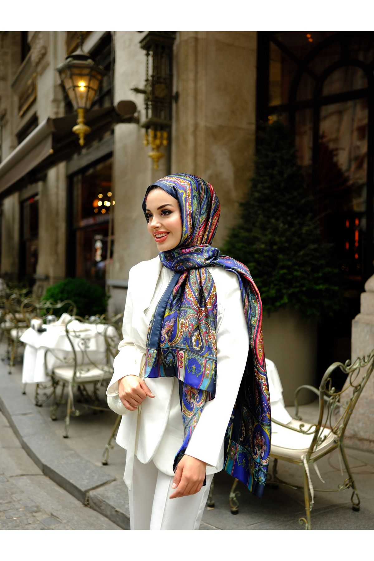 OTA SCARFS Etnik Desenli İthal Vual İpek