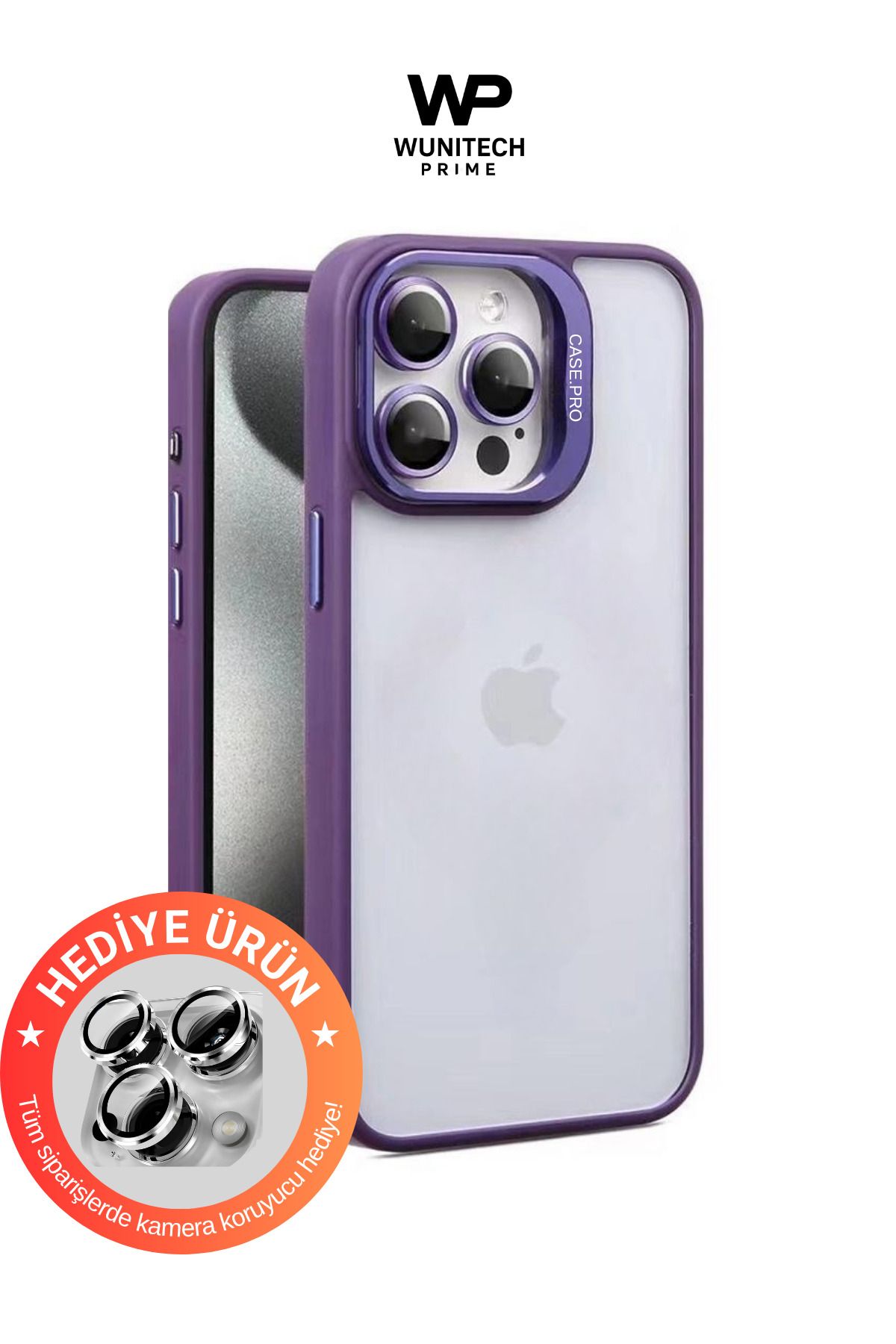 WUNİT Iphone 14 PRO MAX Uyumlu Kenarları Renkli Koruyucu Hediyeli Kılıf
