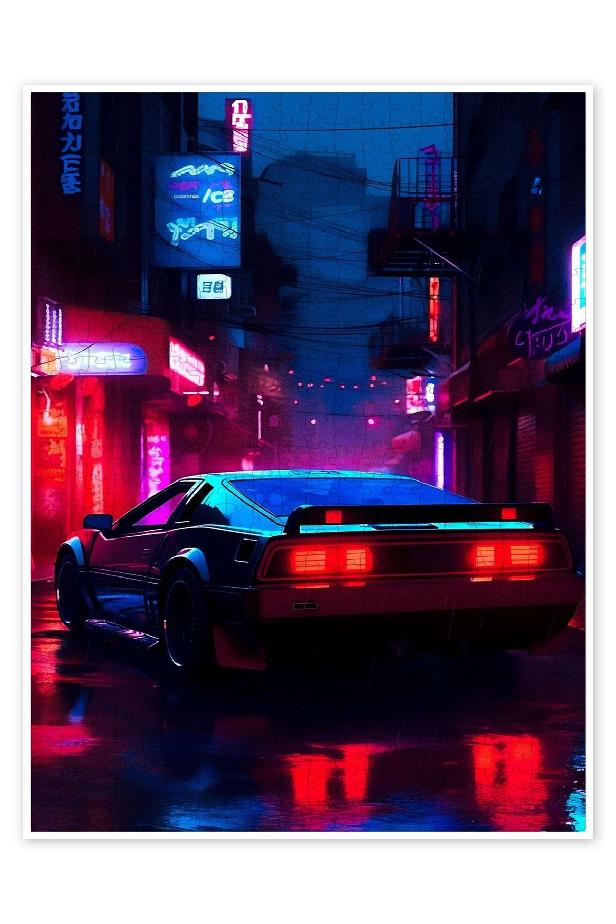 Jeronkarji Cyberpunk Car I 500 Parça Puzzle Yapboz Şehir Manzara Temalı Hobilik
